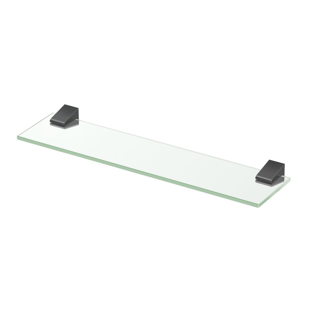 Gatco 5656MX Matte Black A-Line Bathroom Glass Shelf - Perfect for Shower, Bathroom Storage & Organization
