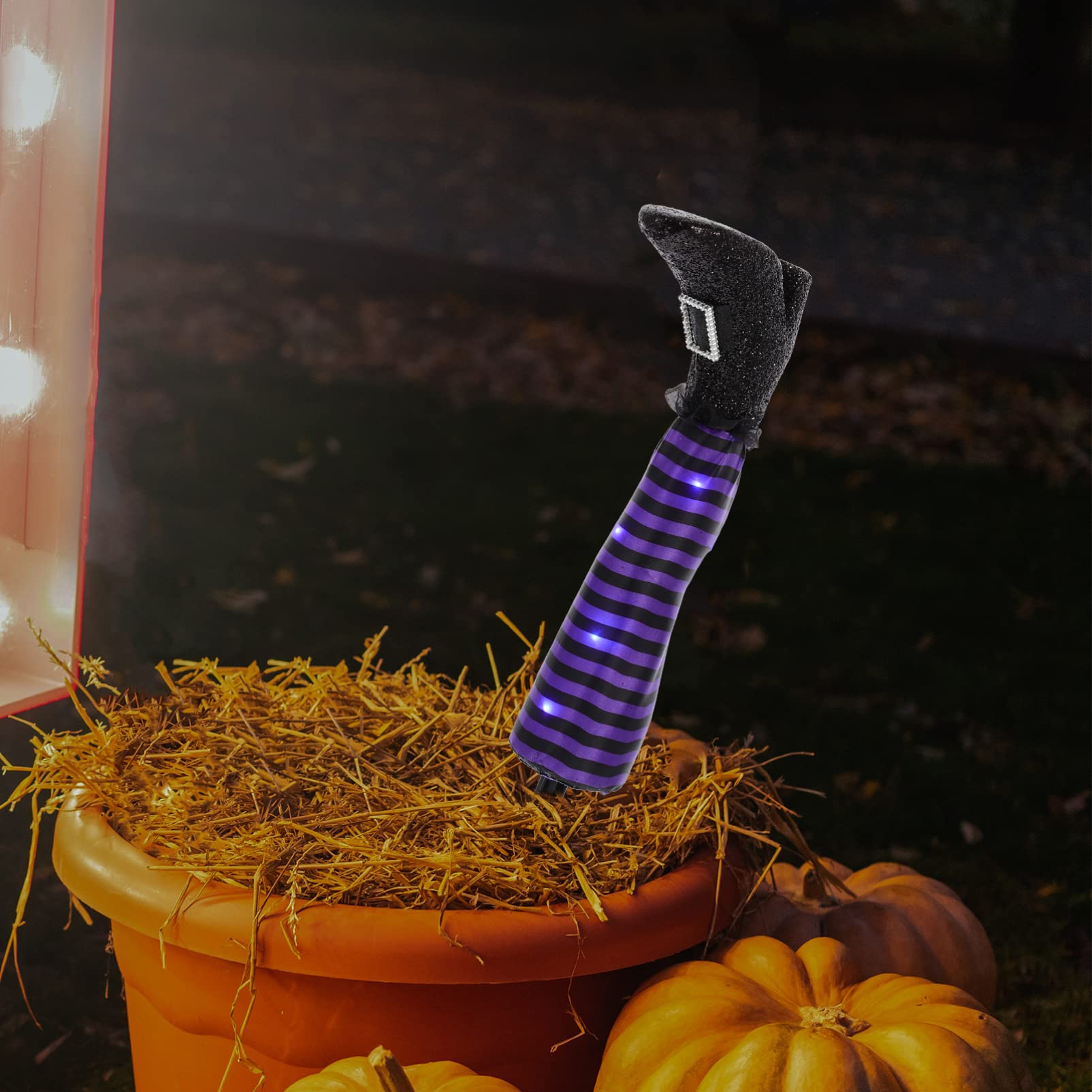PRETYZOOM Halloween Witch Leg Stakes - Spooky Upside Down Wicked Witch Leg Yard Decorations for Outdoor Halloween Party, Haunted House & Front Lawn Decor