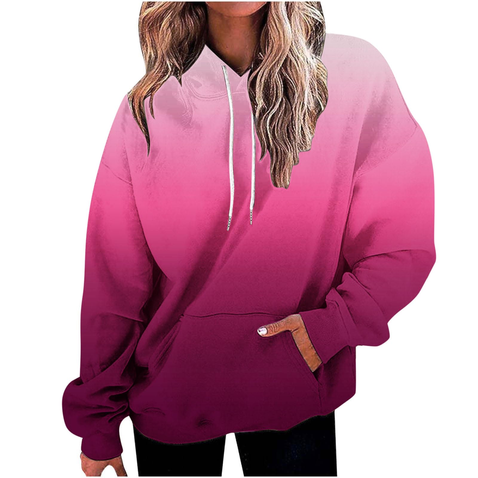 **Women's Gradient Printed Oversized Hoodie - Soft Long Sleeve Pullover Sweatshirt, Cozy & Stylish (X-Large) | Perfect for Casual Wear, Loungewear & Fall Fashion**