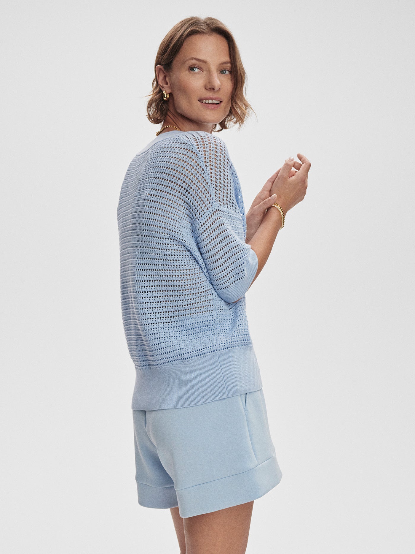 Varley Callie Knit Top - Soft Cashmere Blue Women's Sweater for Fall & Winter | Cozy Casual Wear & Layering Outfits