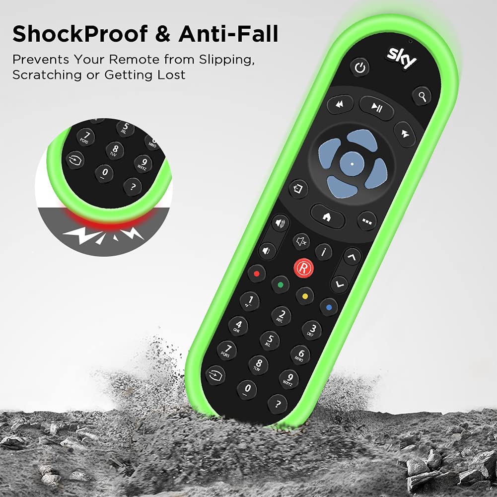 2 Pack Silicone Protective Cover for Sky Q Voice Remote Control SKY135 & Sky Glass Remote - Glow Blue + Glow Green | Shockproof Skin Case for Touch/Non-Touch Remotes | Perfect for Home Entertainment & TV Streaming Protection
