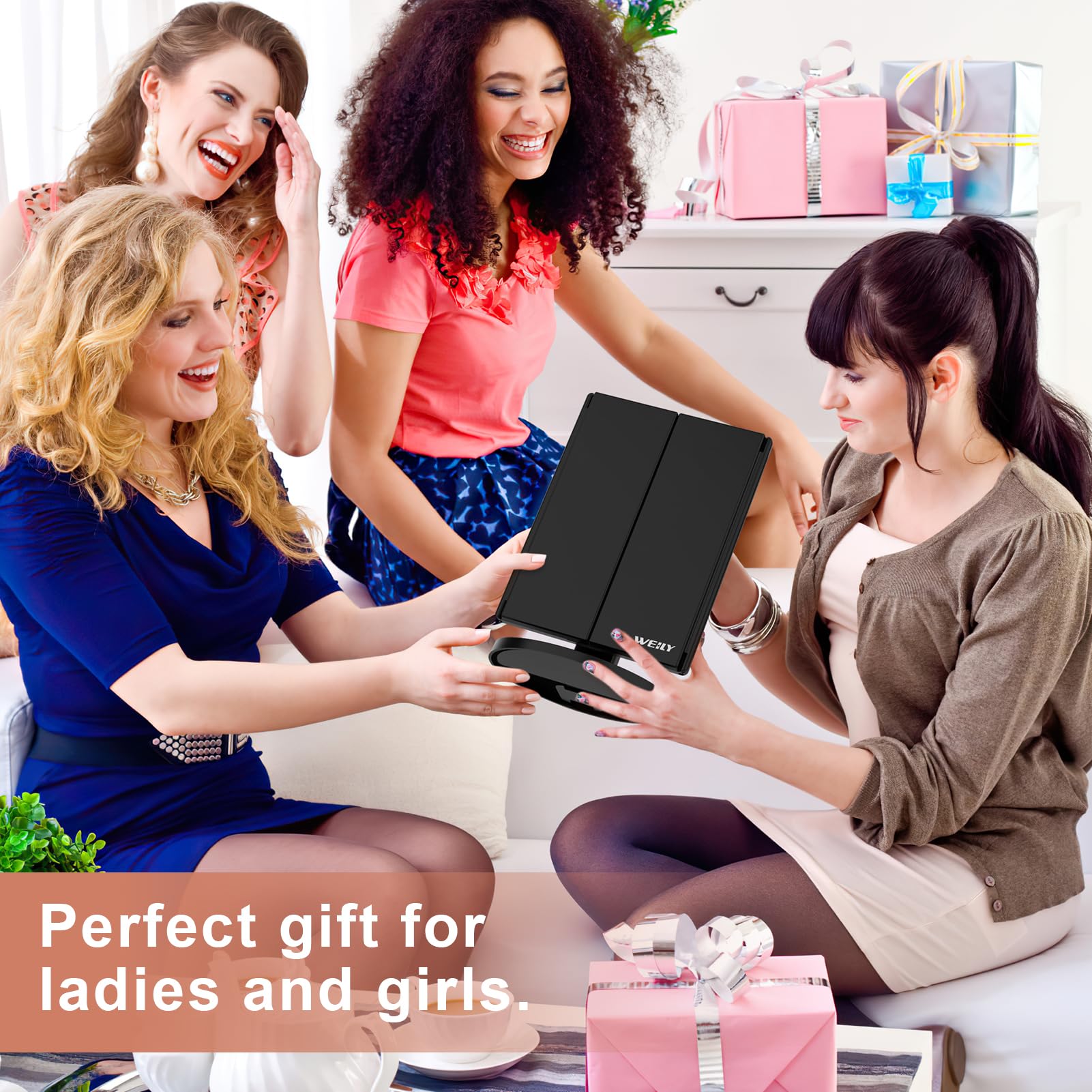 CZW 3x/2x Magnification Makeup Mirror with 36 LED Lights - Touch Screen, 180° Adjustable Trifold Vanity Mirror with Dual Power Supply for Perfect Makeup Application in Home & Salon