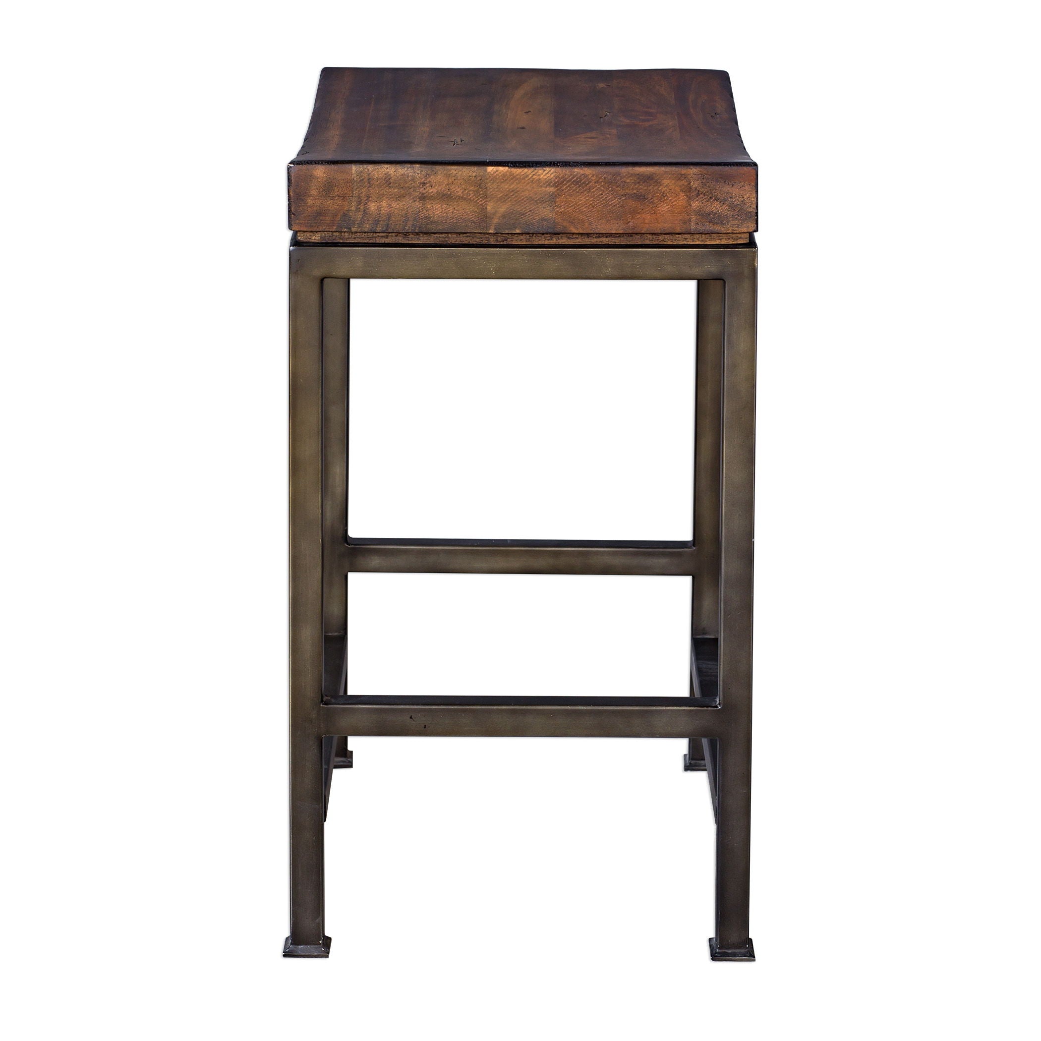 Beck Wood Counter Stool - Dark Brown & Black Wooden Bar Stool for Kitchen Island, Breakfast Nook, and Home Bar - Rustic Modern Dining Chair with Comfortable Seat
