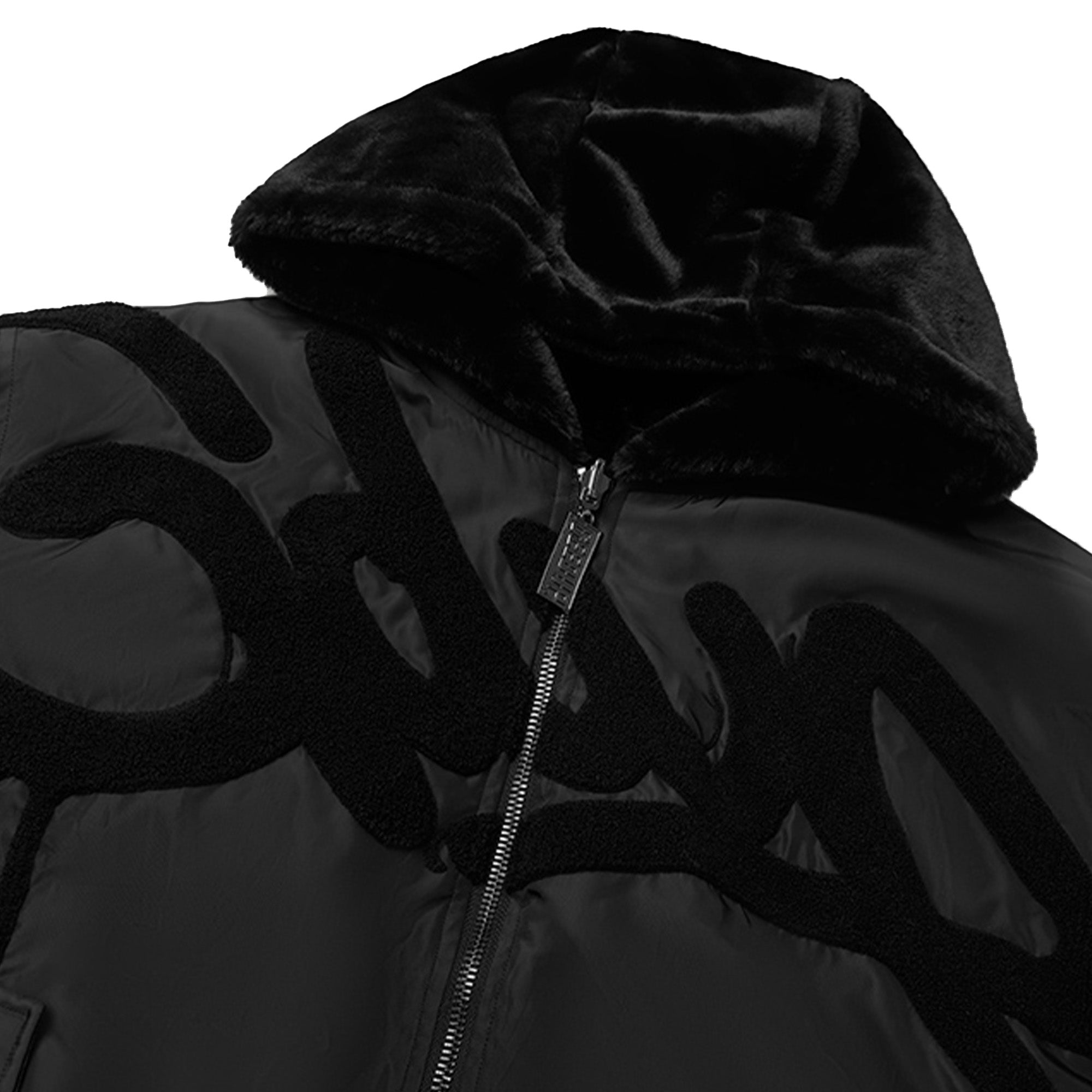 Geedup Handstyle Team Logo Fur Jacket for Men & Women - Black Winter Coat with Hood, Streetwear Fashion, 2024 Collection | Perfect for Urban Outfits, Nightlife & Cold Weather Protection