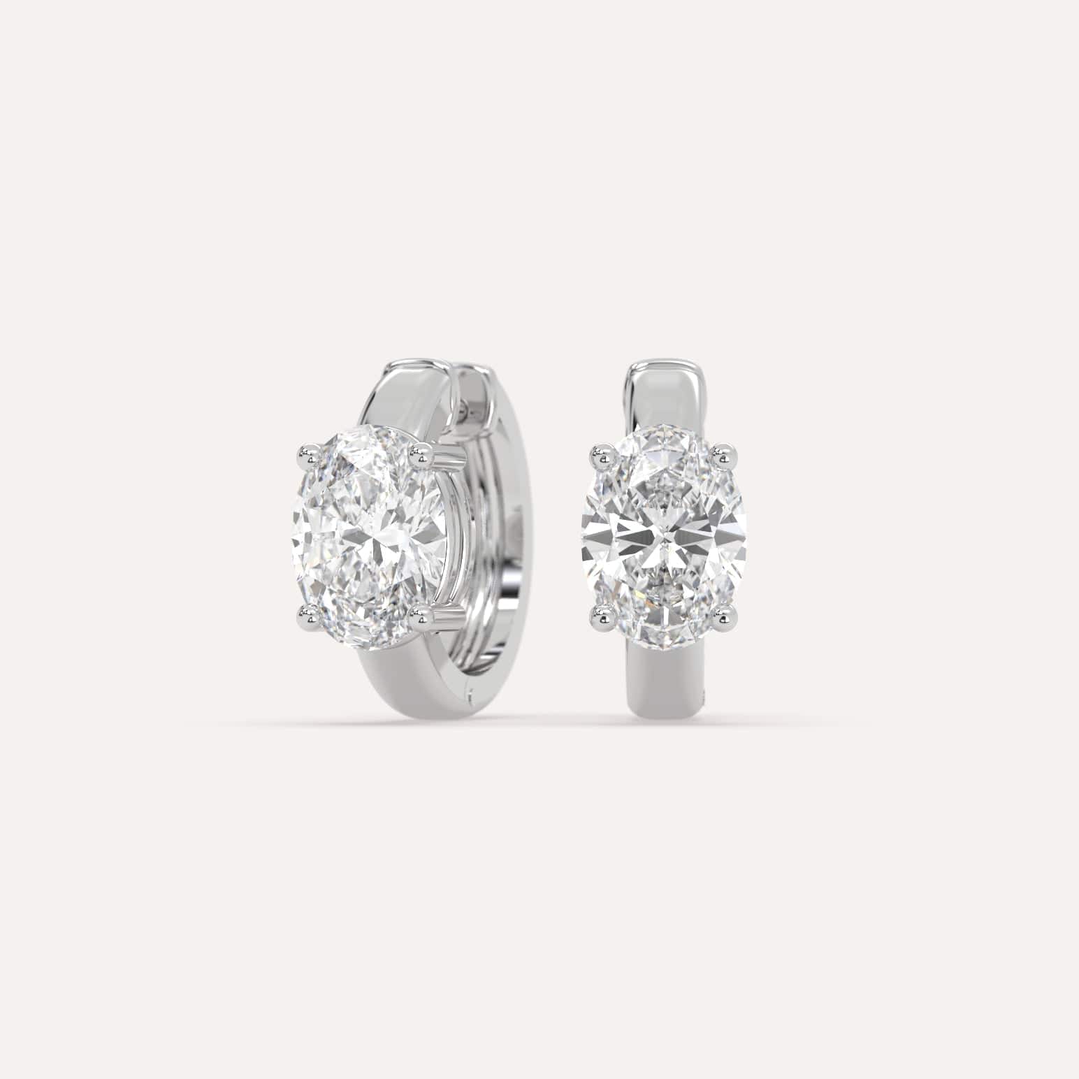 2 Carat Oval Diamond Hoop Earrings for Women - 14K White Gold Dangle Earrings - Elegant Wedding, Anniversary & Party Jewelry Gift