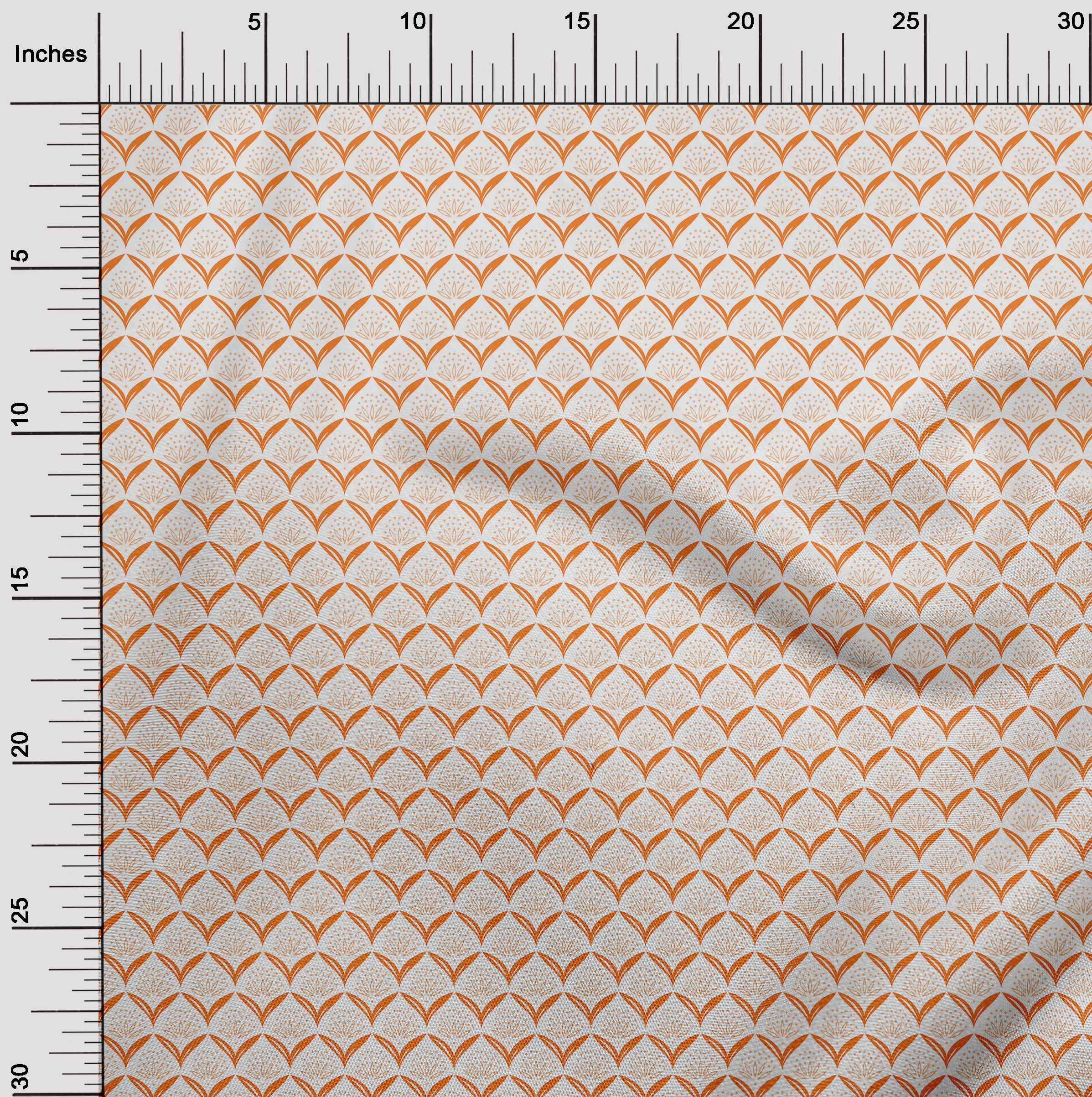 oneOone 100% Cotton Poplin Orange Fabric with Geometric Floral Print - 42 Inch Wide for DIY Clothing, Quilting & Home Decor Sewing Supplies | Perfect for Dresses, Curtains & Craft Projects