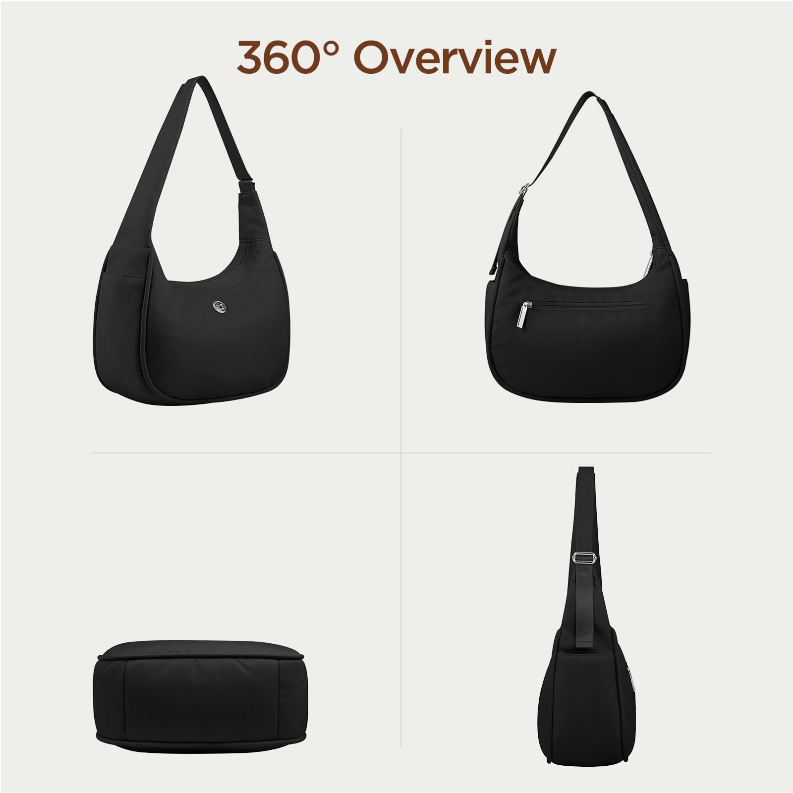 Babysun Mini Shoulder Bag for Women - 4L Nylon Crescent Crossbody Purse, Small Underarm Tote Handbag - Perfect for Travel, Shopping & Everyday Use