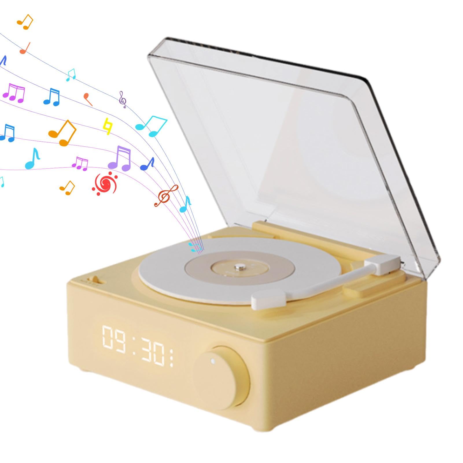 Weiting Turntable Speakers Wired & Wireless - Vertical Record Player with Alarm Clock - Portable Bluetooth Speakers for Parties, Bedroom, Hiking, Biking, Beach, and Outdoor Adventures