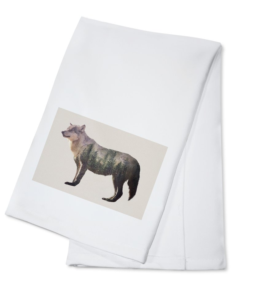 Wolf Double Exposure 100% Cotton Tea Towel - Decorative Hand Towel for Kitchen, Bathroom & Home Decor - Absorbent Dish Cloth for Drying Dishes, Cleaning & Gift Giving
