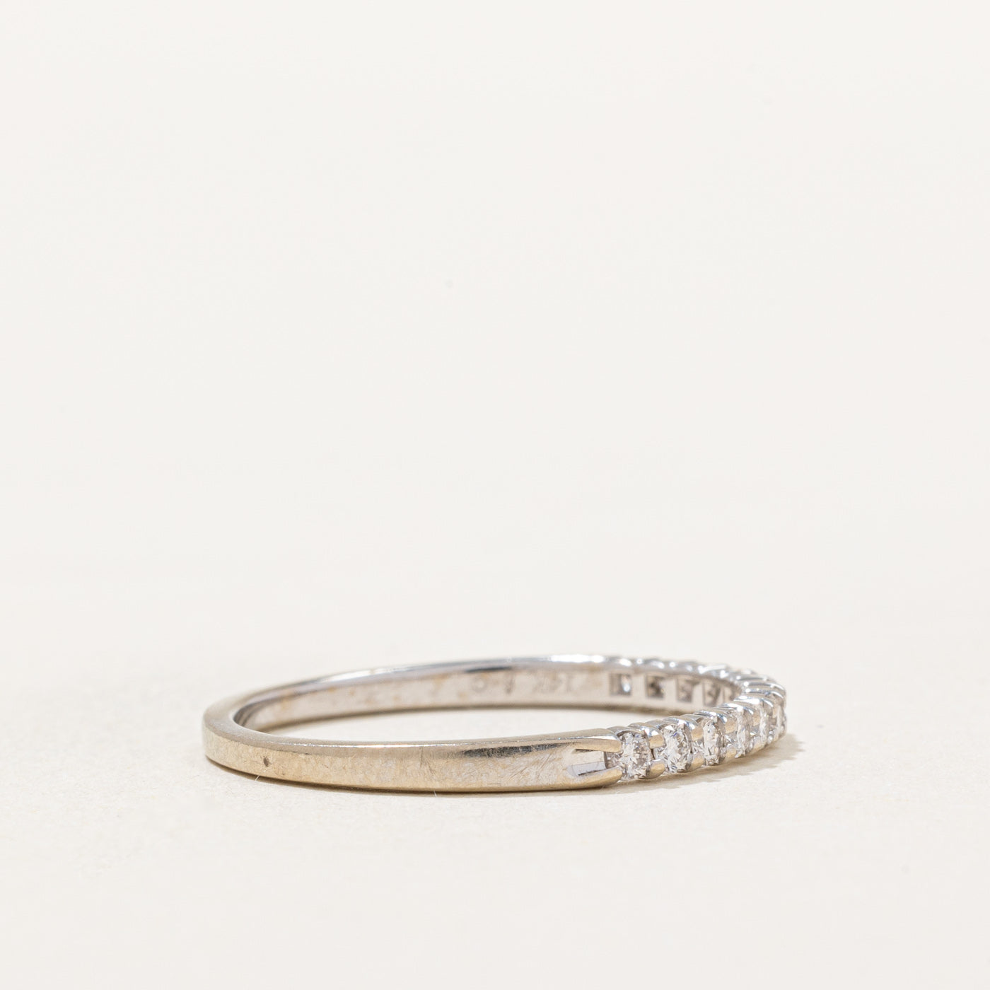 Semi Eternity Diamond Wedding Band Ring - 0.26ctw Round Cut Diamonds, Size 8.25, 14K White Gold - Perfect for Anniversary Gifts & Bridal Jewelry