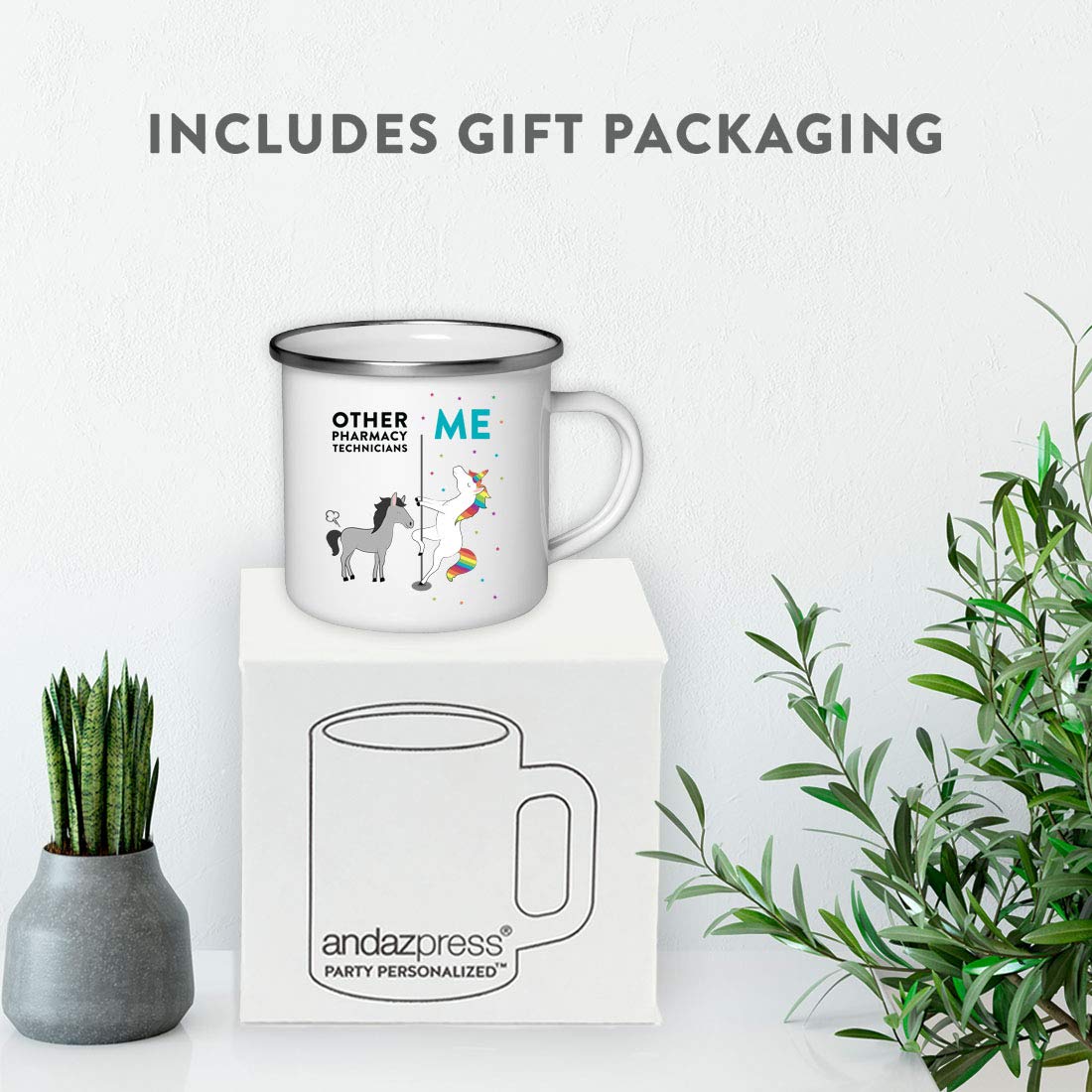 11oz Stainless Steel Campfire Coffee Tea Mug - Funny Quirky Gift for Pharmacy Technicians, Coworkers, Horse & Unicorn Lovers | Birthday, Christmas Thank You Gift Ideas in Gift Box | Perfect for Outdoor Camping, Office Use & Holiday Presents