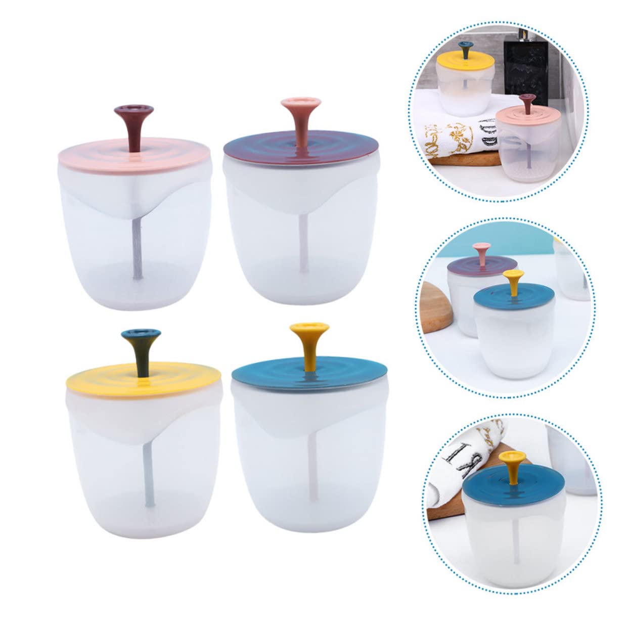 CANIGHT Facial Bubbler Set - 4pc Travel Portable Foaming Cup for Face Wash | PP Material Bubble Maker Bottle | Perfect for Skincare Routine, Travel & Spa Use
