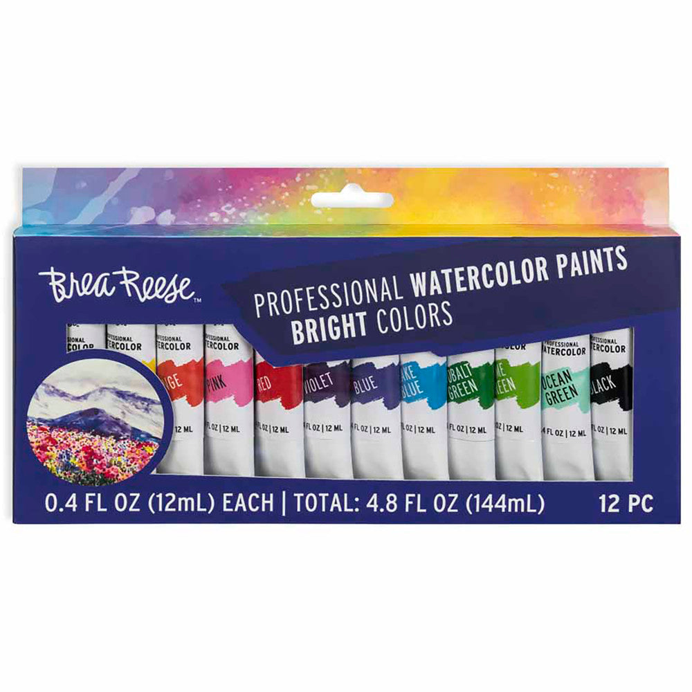 Brea Reese Professional Watercolor Paint Set - 12 Vibrant Color Tubes for Artists, Students & Hobbyists - Perfect for Watercolor Painting, Illustration & DIY Art Projects