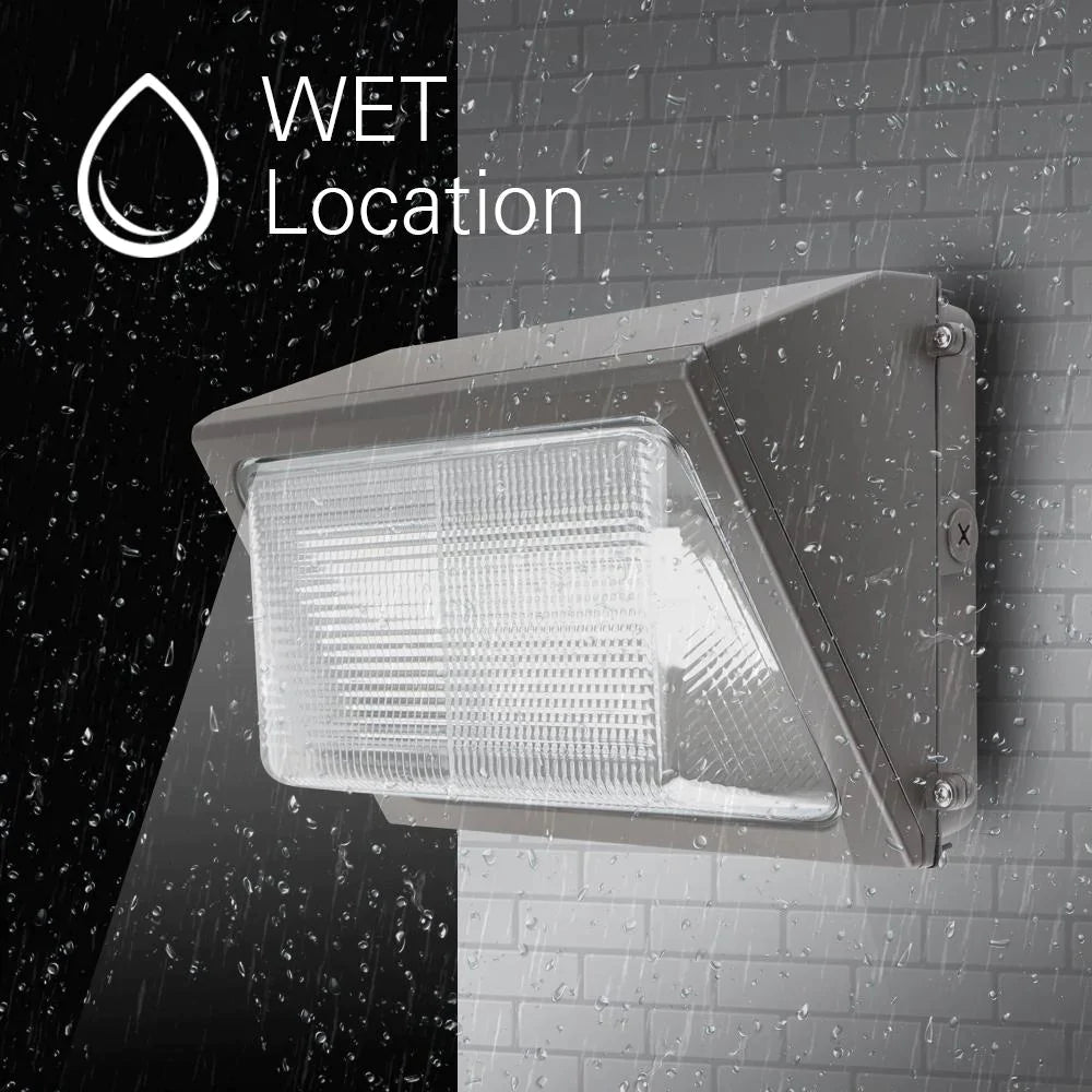 High-Efficiency LED Wall Pack Light with Photocell - 63W/45W/30W Selectable, 8190 Lumens, 5000K Daylight, 120-277V, Durable Glass Lens (Replaces 150W HID) - Ideal for Parking Lots, Warehouses & Building Exteriors