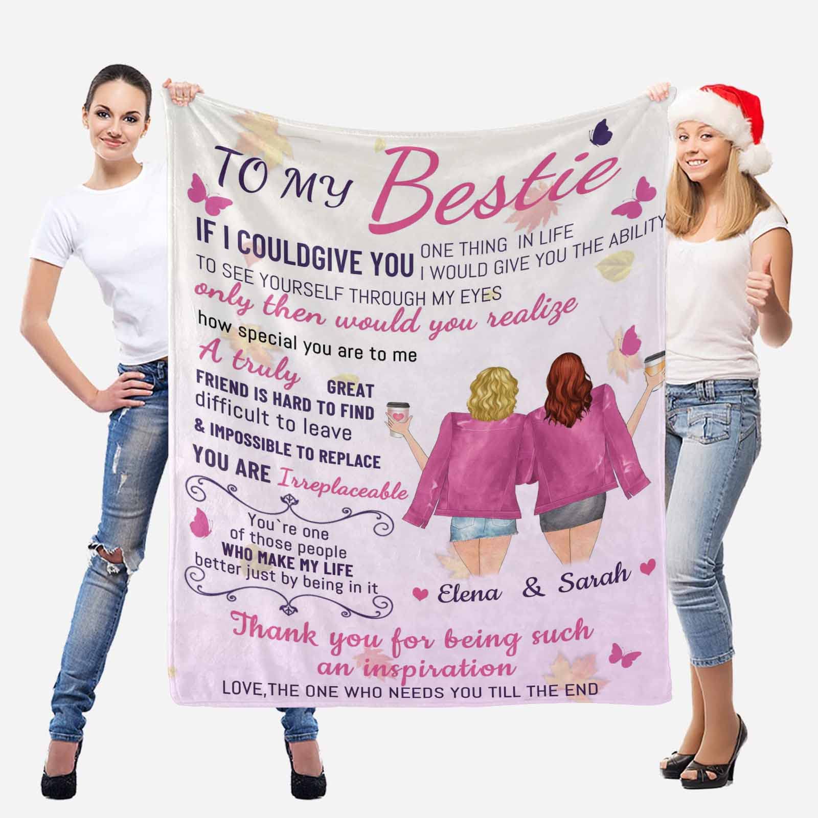 Bestie Birthday Gifts for Sister - Personalized Picture Blanket 70