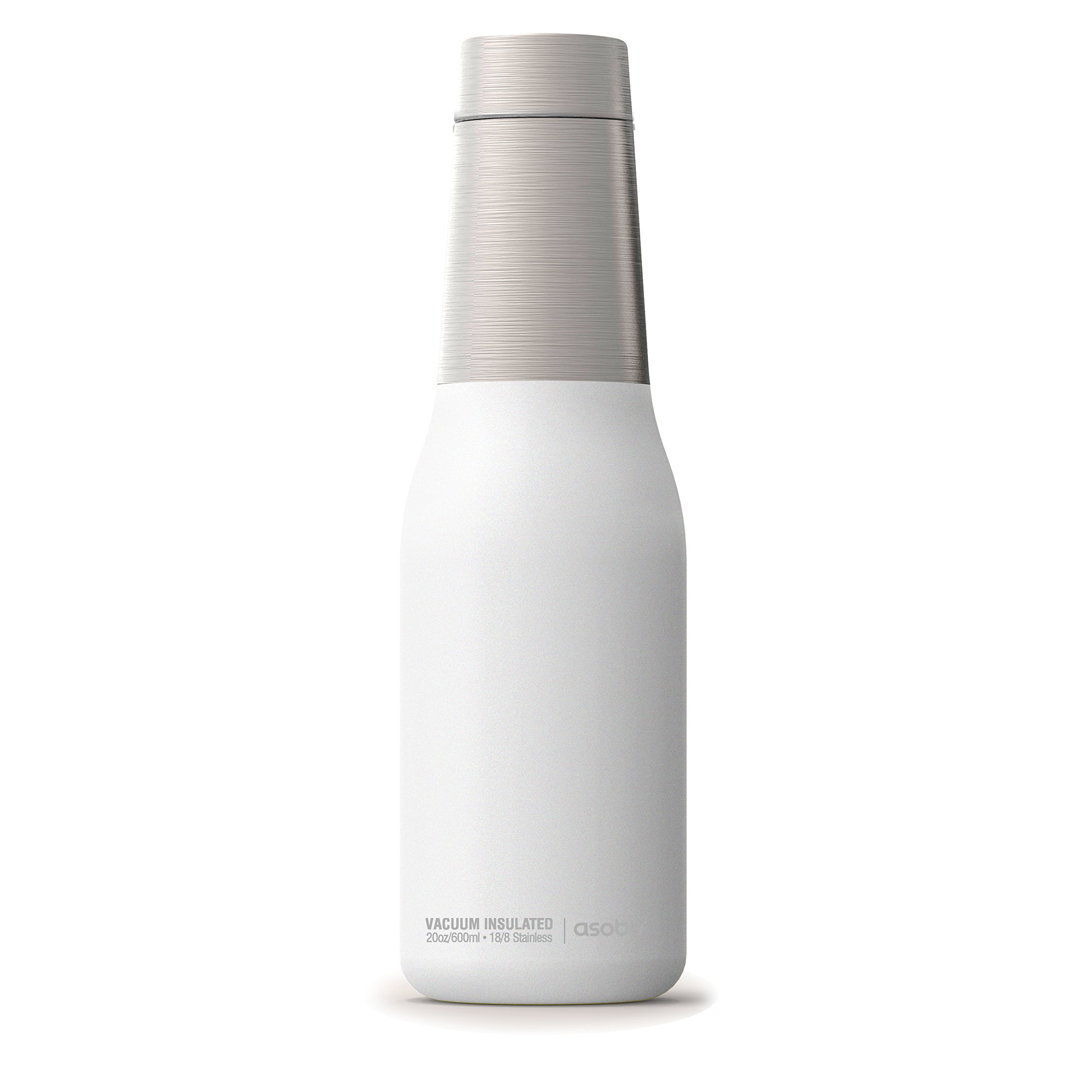 Asobu The Oasis 20oz Vacuum Insulated Stainless Steel Water Bottle - Double Wall Leakproof Design, White - Perfect for Gym, Hiking, Travel & Everyday Hydration