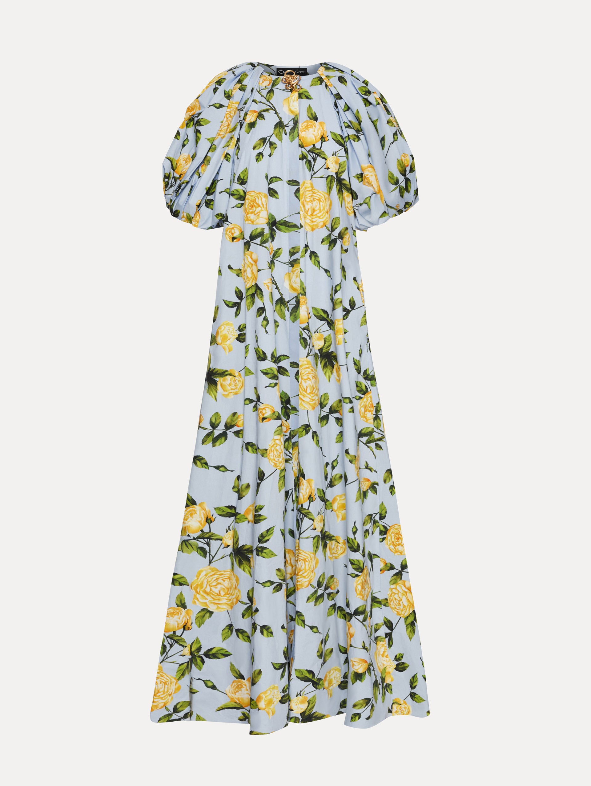 English Rose Cotton Poplin Caftan Dress - Flowy Summer Maxi Dress for Women, Beach Cover Up, Boho Chic Loungewear