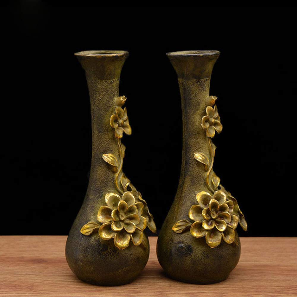 LILOVE Antique Gilt Embossed Copper Vase - Elegant Home Decor Gift for Wedding, Anniversary & Housewarming - Perfect for Living Room, Dining Table & Office Desk Decoration