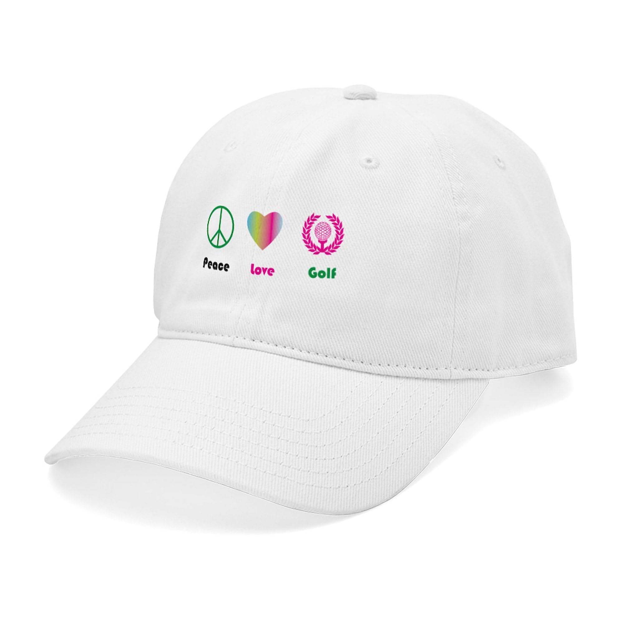 Peace Love Golf Baseball Cap - Adjustable Unisex Golf Hat for Men & Women - Perfect for Golfing, Outdoor Sports & Casual Wear