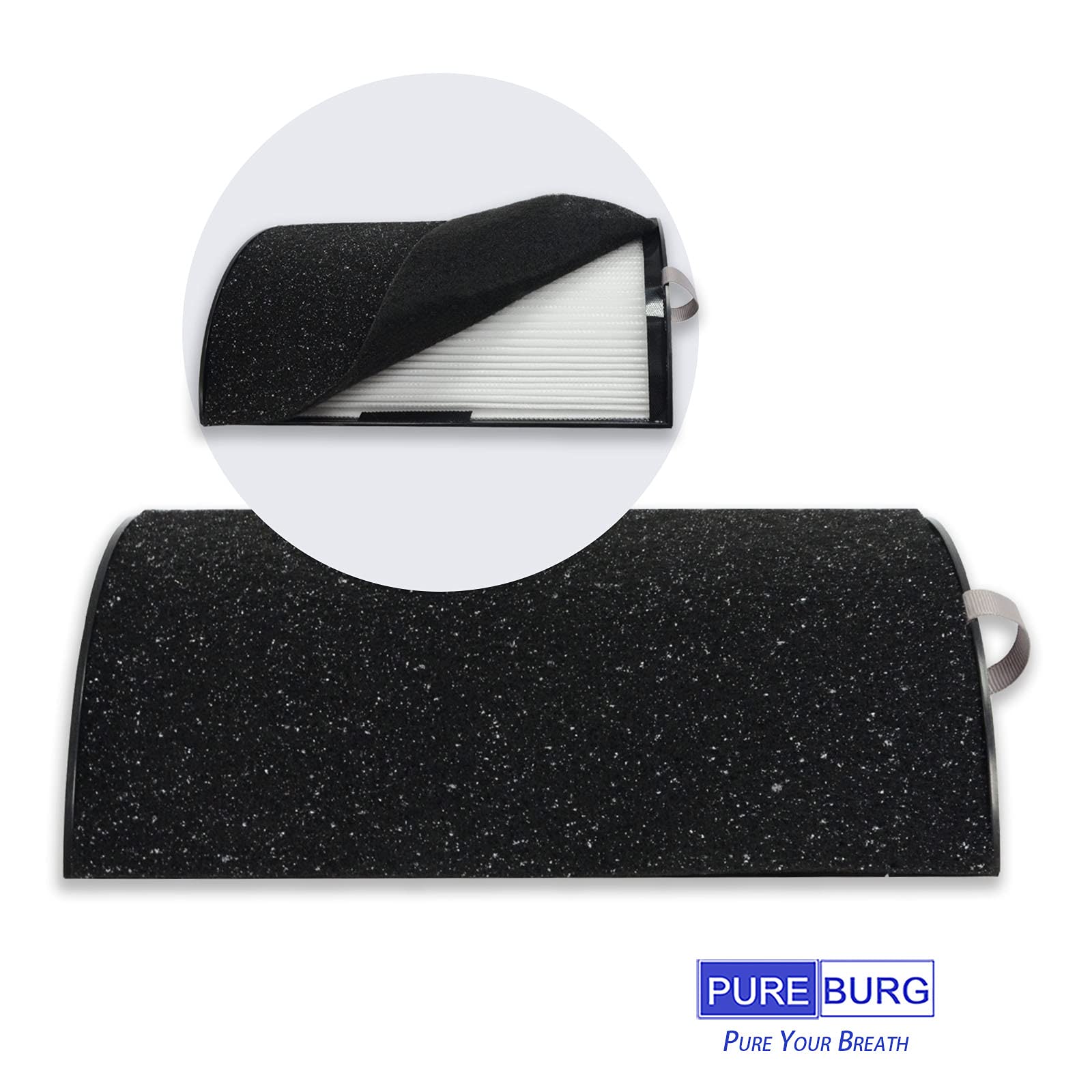 PUREBURG Replacement Air Purifier Filter Set - 2-Pack H13 HEPA + 8 Activated Carbon Pre-Filters Compatible with Hunter HPF500 Tower - Clean Dust, VOCs & Allergens for Home, Office & Bedroom Use