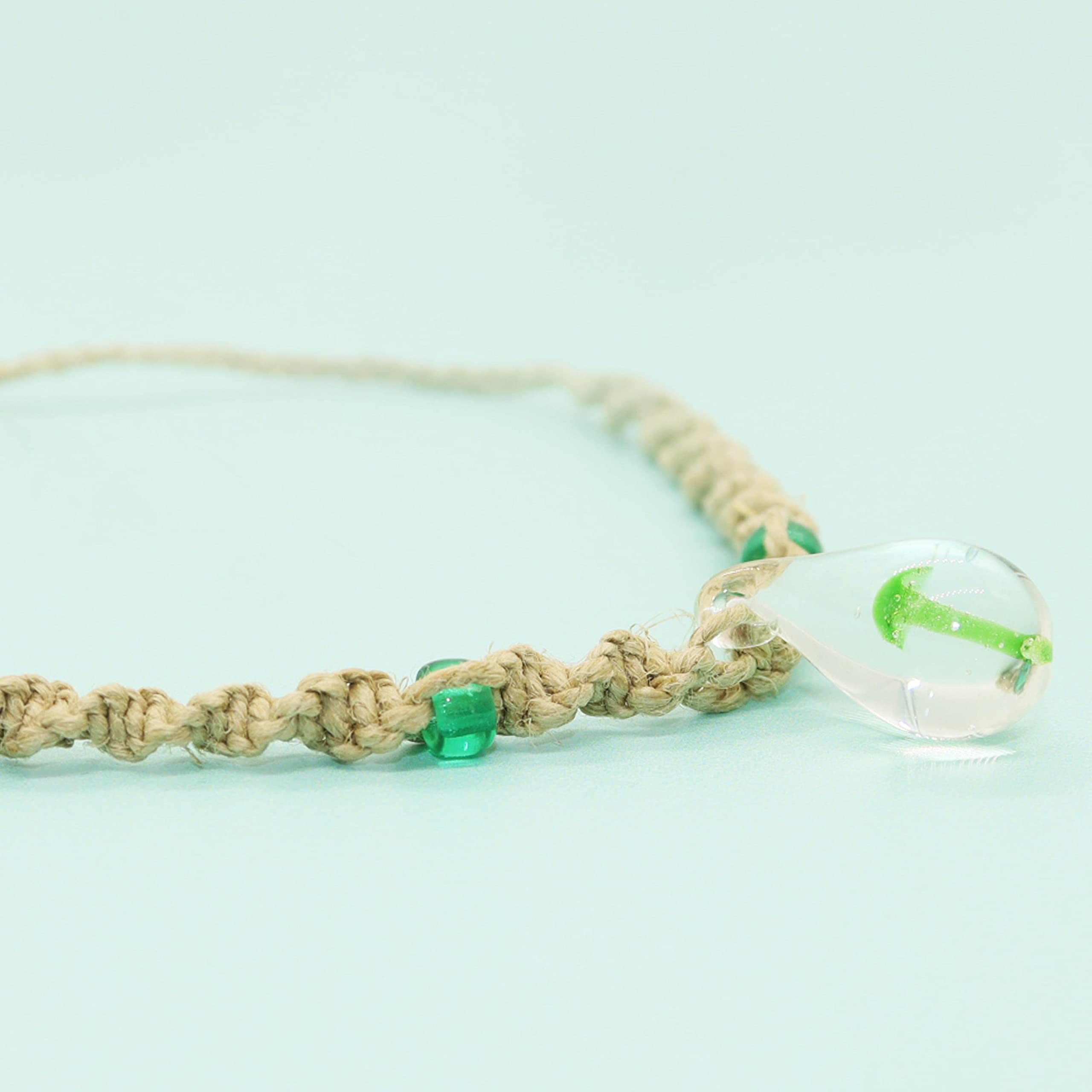 Bohemian Psychedelic Mushroom Jewelry Set - Hemp Choker Necklace & Braided Anklet for Women & Men | Handmade Glass Pendant Hippie Accessories for Music Festivals & Beach Outfits