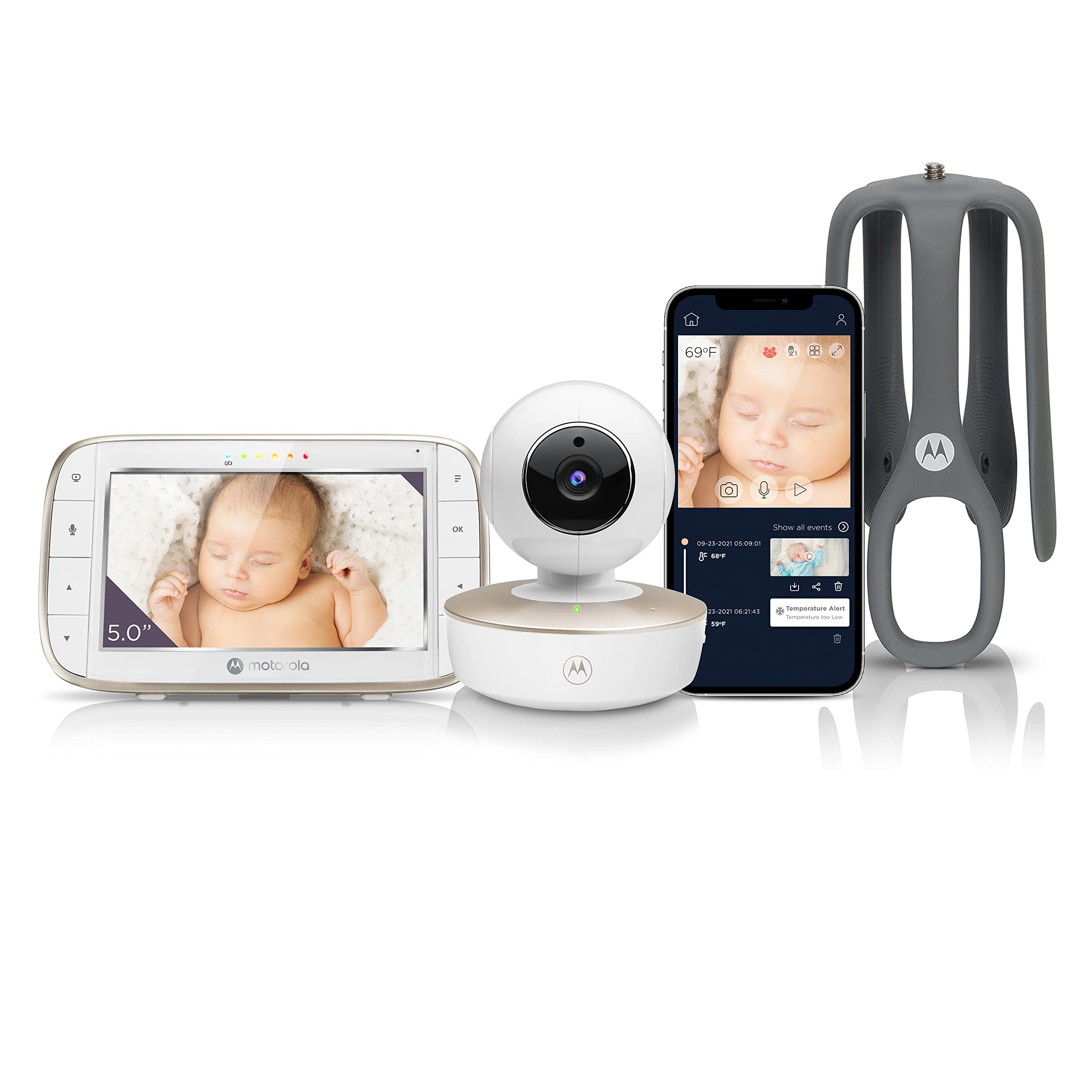 Motorola VM855 Baby Monitor with HD 720p Camera - Smartphone App, 1000ft Range, 2-Way Audio, Pan-Tilt-Zoom, Temperature Sensor & Lullabies | Wireless Nursery Camera for Crib Monitoring, Night Vision & Remote Parenting (Perfect for Newborn Care, Toddler Safety & Peace of Mind)