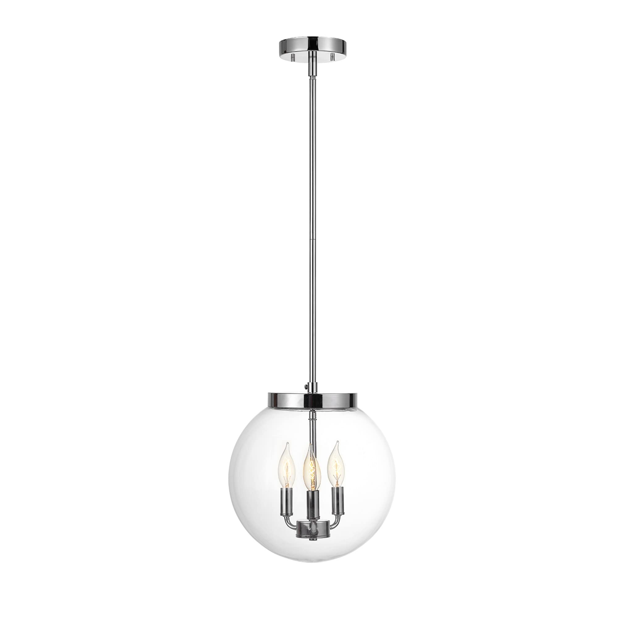 Globe Electric 60887 Sevda 3-Light Chrome Chandelier with Clear Glass Shade - Modern Ceiling Light Fixture for Dining Room, Bedroom or Living Room (Bulbs Not Included)