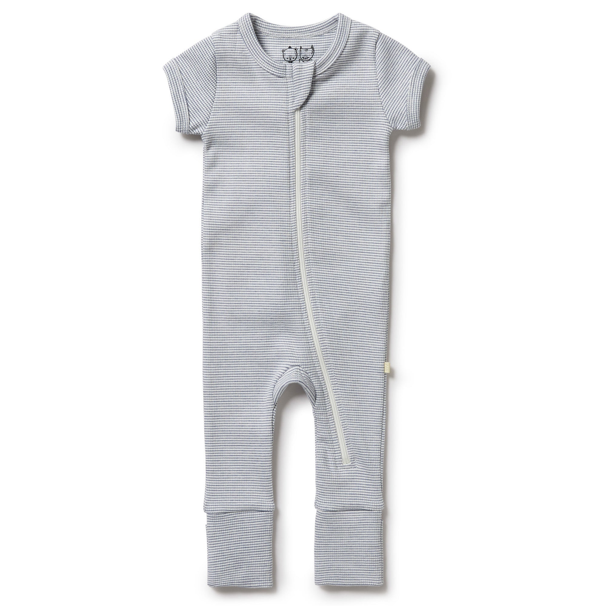 Organic Stripe Rib Zipsuit for Babies - Soft Cotton One-Piece Pajama with Zipper - Perfect for Sleepwear, Playtime & Photoshoots