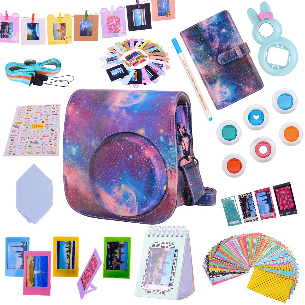 Tiessic Instax Mini 9 Camera Accessories Bundle - Compatible with Fujifilm Instax Mini 9/8/8+ - Includes Mini 9 Case, 108-Photo Album & 14-Piece Set (Galaxy) - Perfect for Travel, Parties & Instant Photography Enthusiasts