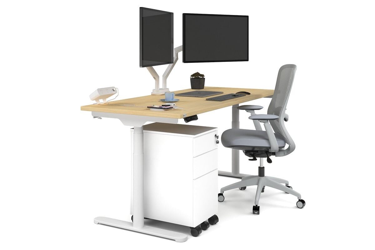 Flexi Premium Height Adjustable Single Workstation [1800L x 700W] - Ergonomic Standing Desk for Home Office, Gaming & Study - Electric Sit Stand Desk with Memory Function