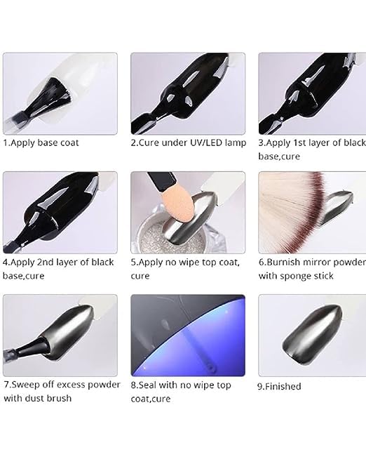 Bunny Nail Studio Chrome Powder for Nail Art - Professional Nail Glitter & Chrome Polish Powder Kit | Golden Sparkle Nail Extensions & Manicure Supplies | Perfect for Salon, Home DIY & Party Nail Designs