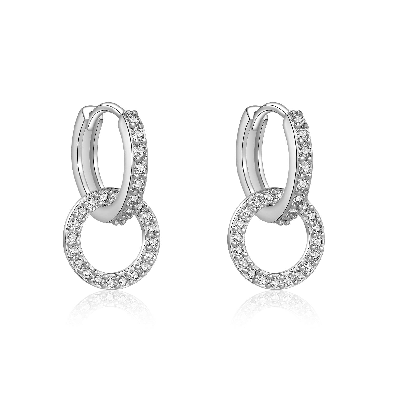Elegant Sterling Silver Round Cut Cubic Zirconia Drop Dangle Earrings for Women - Perfect Valentine's Day Gift & Wedding Jewelry for Brides, Girls | Great for Date Nights, Anniversaries & Special Occasions