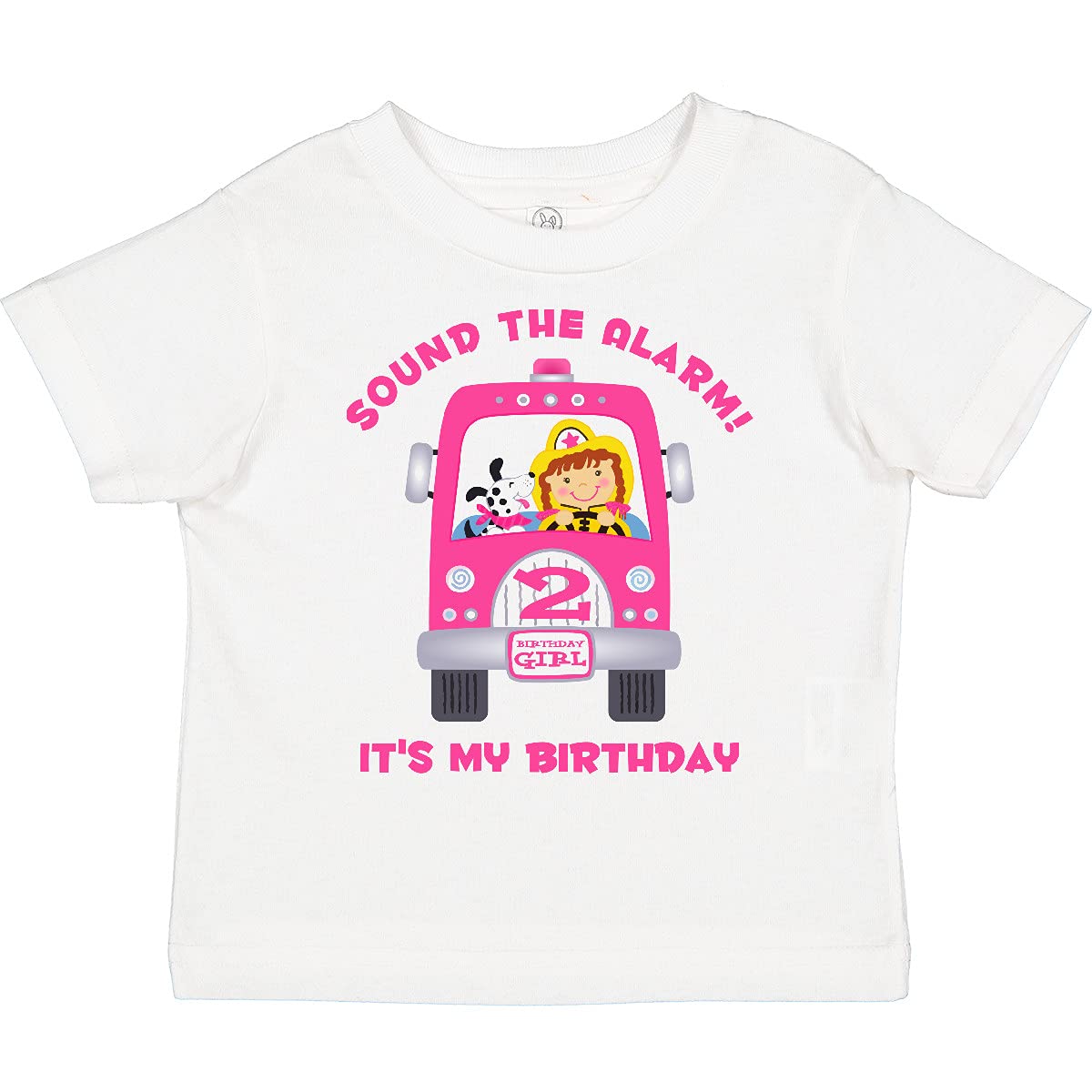 Fire Truck Girl 2nd Birthday Toddler T-Shirt - Cute Toddler Outfit for Girls Birthday Party & Photo Shoots