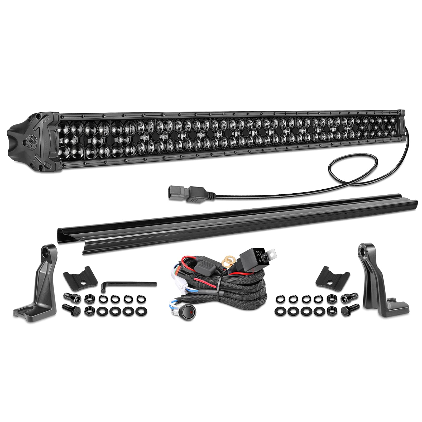 40 Inch 475W LED Light Bar with Wiring Harness - Nirider Black Series Spot Flood Combo Beam, Waterproof Off-Road Driving Light for Trucks, ATV, UTV, SXS, RZR, Wrangler - Perfect for Night Off-Roading, Work Sites & Emergency Lighting