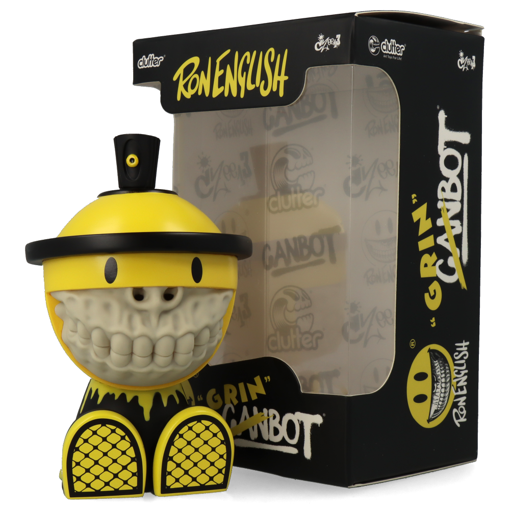 Grinbot OG Yellow by Ron English x Czee13 - Limited Edition Art Toy for Collectors - Perfect for Home Decor, Office Display & Pop Culture Enthusiasts