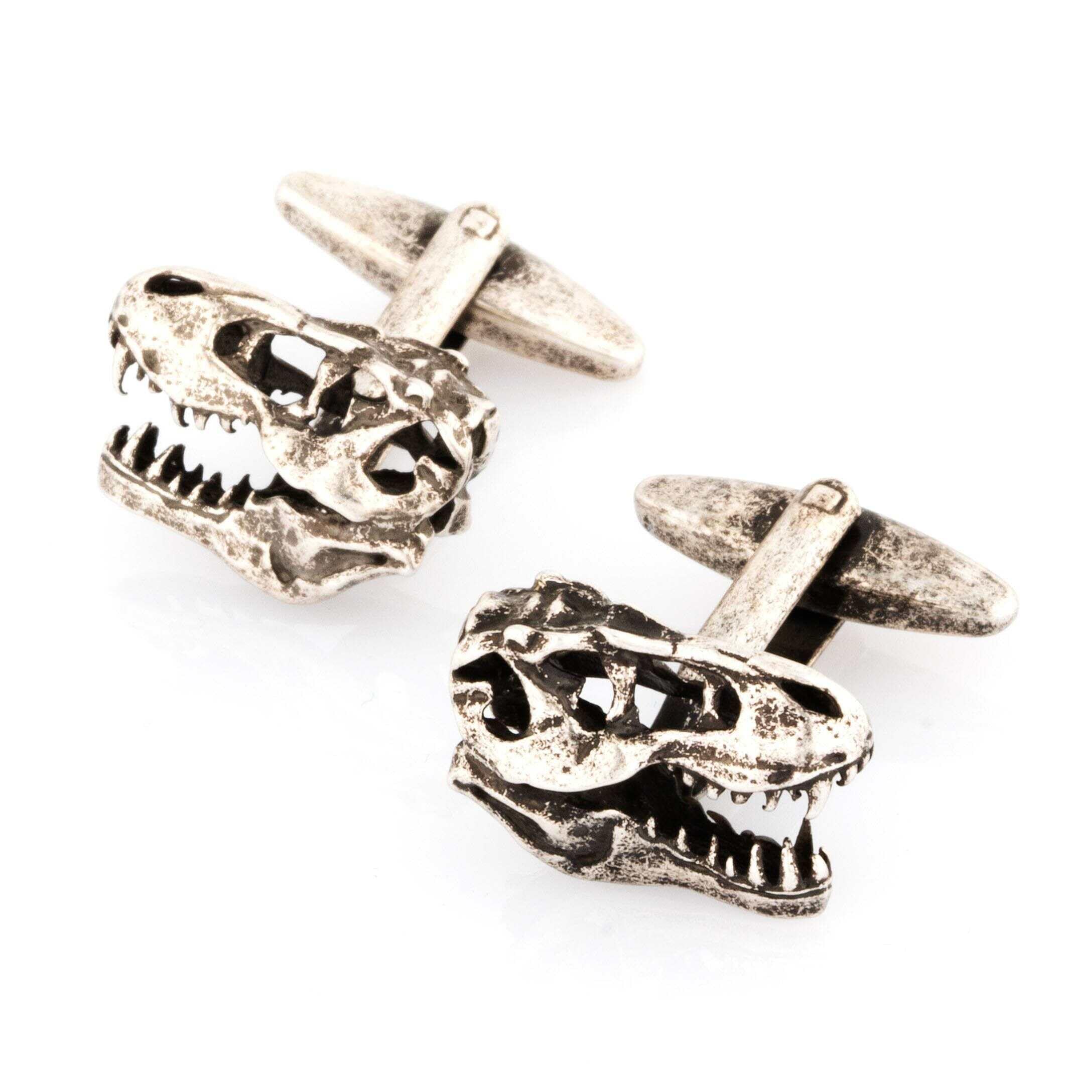Stylish T-Rex Skull Dinosaur Cufflinks for Men - Premium Stainless Steel Dinosaur Bone Jewelry - Perfect for Formal Wear, Business Meetings & Gifts