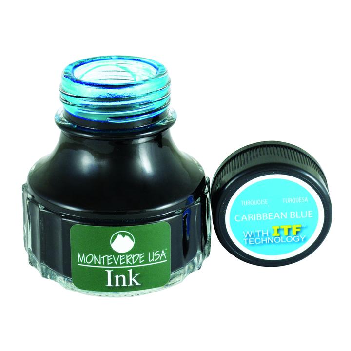 Monteverde Caribbean Blue Fountain Pen Ink - 90ml Bottle for Calligraphy, Writing & Journaling - Premium Ink for Smooth Writing Experience