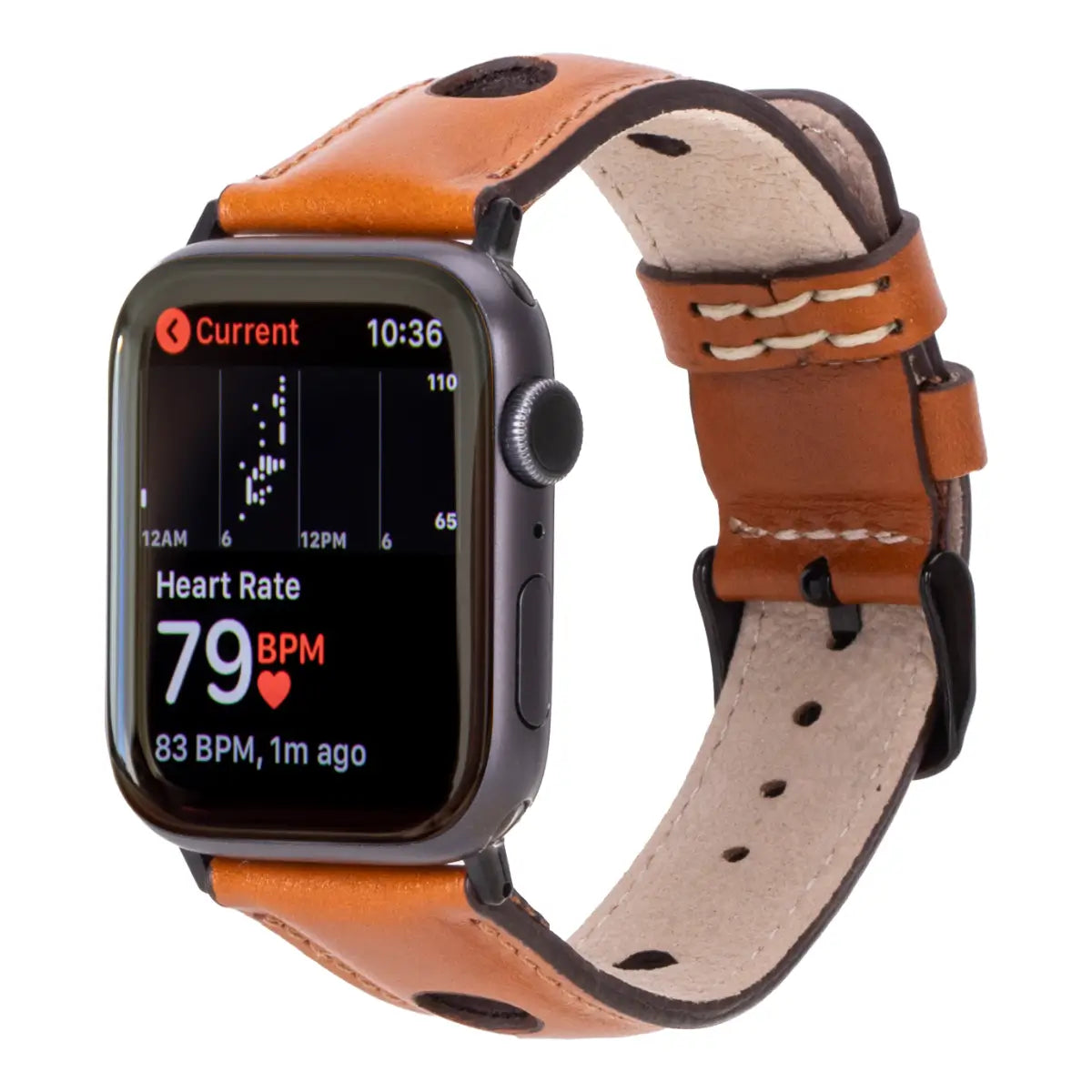 Premium Genuine Tan Leather Rally Strap for Apple Watch - Comfortable & Durable Replacement Band for Workout, Running & Everyday Use