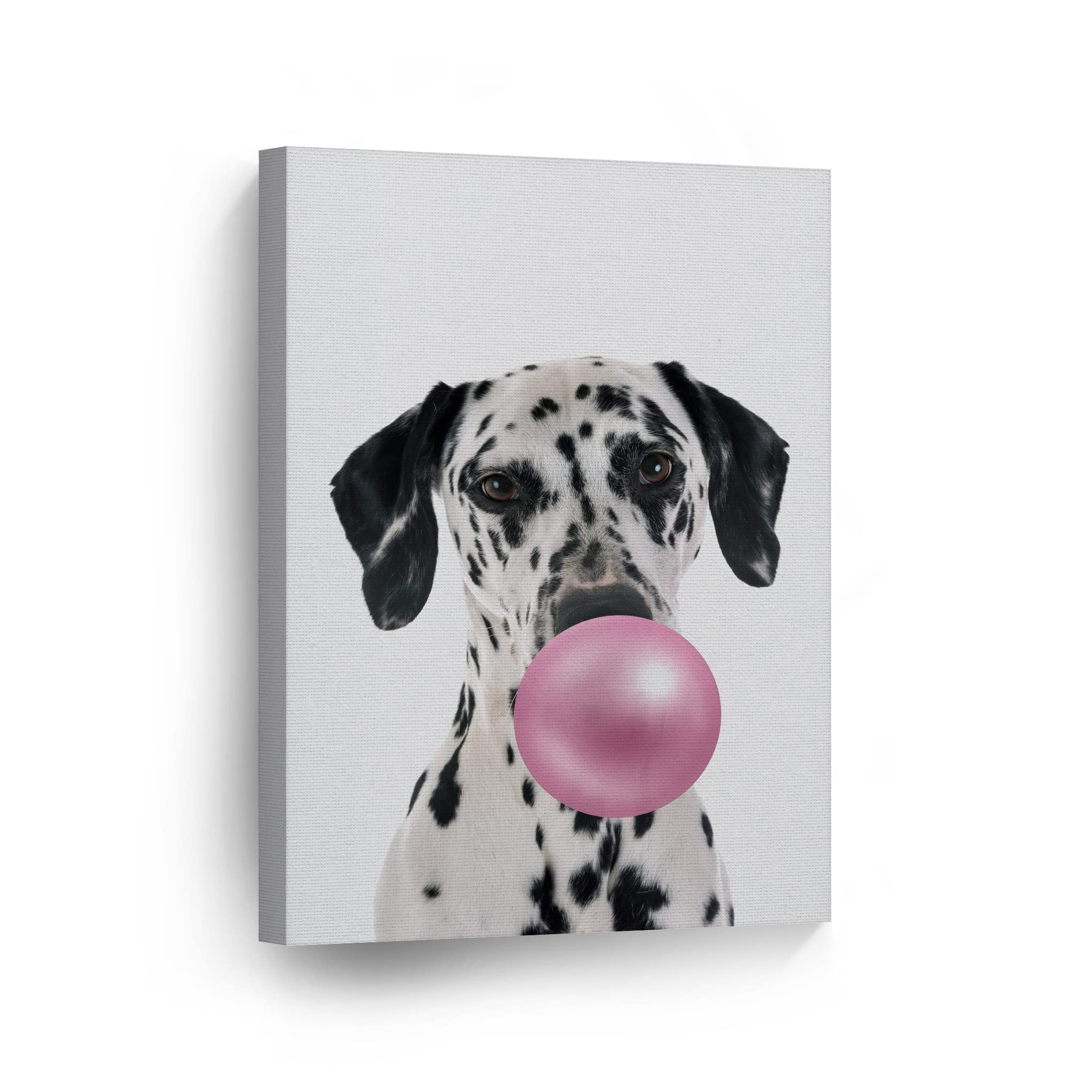 Dalmatian Dog Chewing Bubble Gum Canvas Wall Art Print - Pet Lover Gift, Animal Pop Art for Office, Living Room, Bedroom & Nursery Decor (22x15 Inches) - Perfect for Dog Lovers & Home Decoration