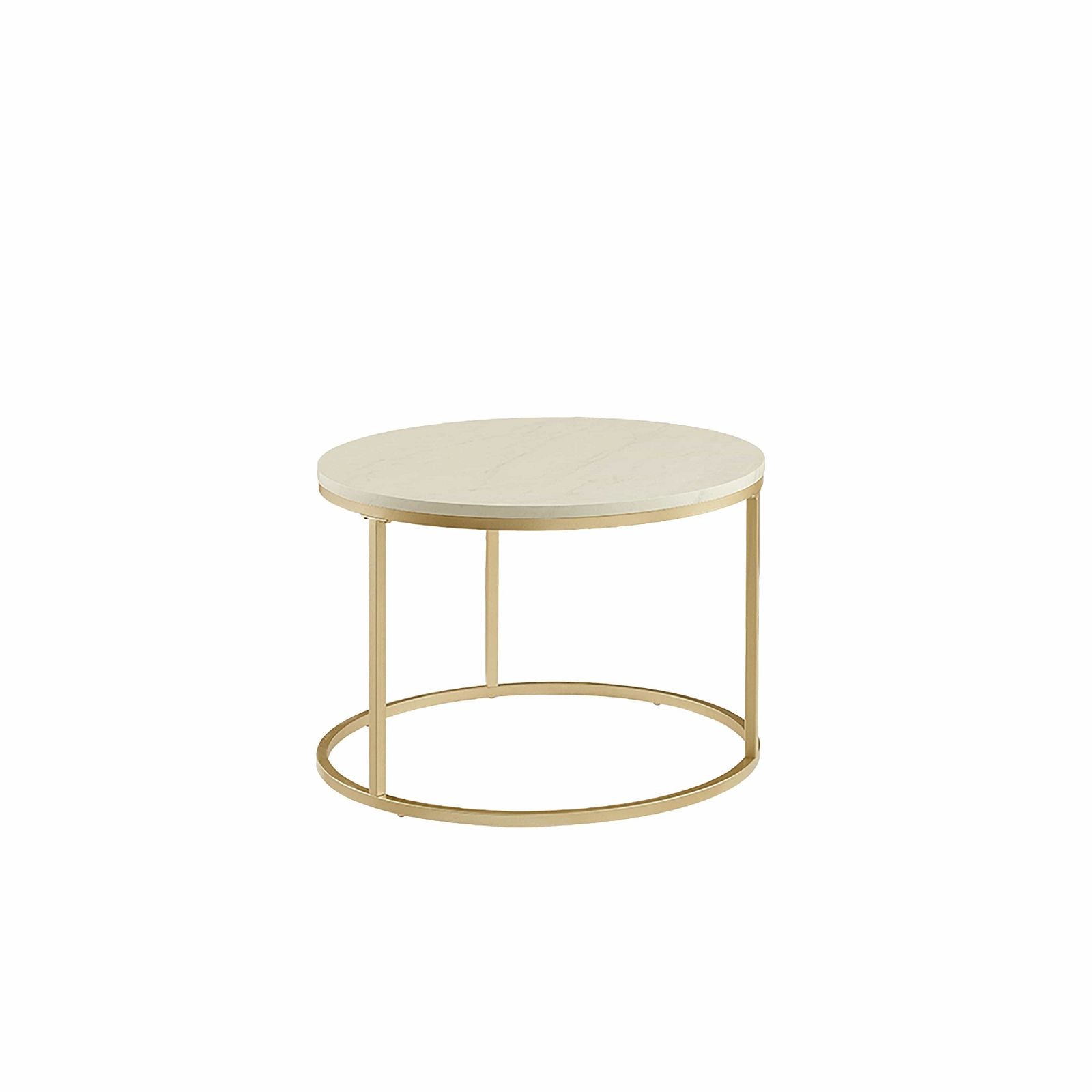 Criterion White Marble Finish Champagne Metal Frame Nested Coffee Table - Modern Living Room Furniture for Small Spaces & Home Decor