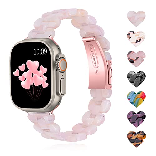 BEIZIYE Resin Watch Band Compatible with Apple Watch Ultra/Series 8/7/6/5/4/3/2/1/SE - Slim Lightweight Strap for Women (38mm/40mm/41mm/42mm/44mm/45mm/49mm) | Perfect for Workouts, Running & Everyday Wear