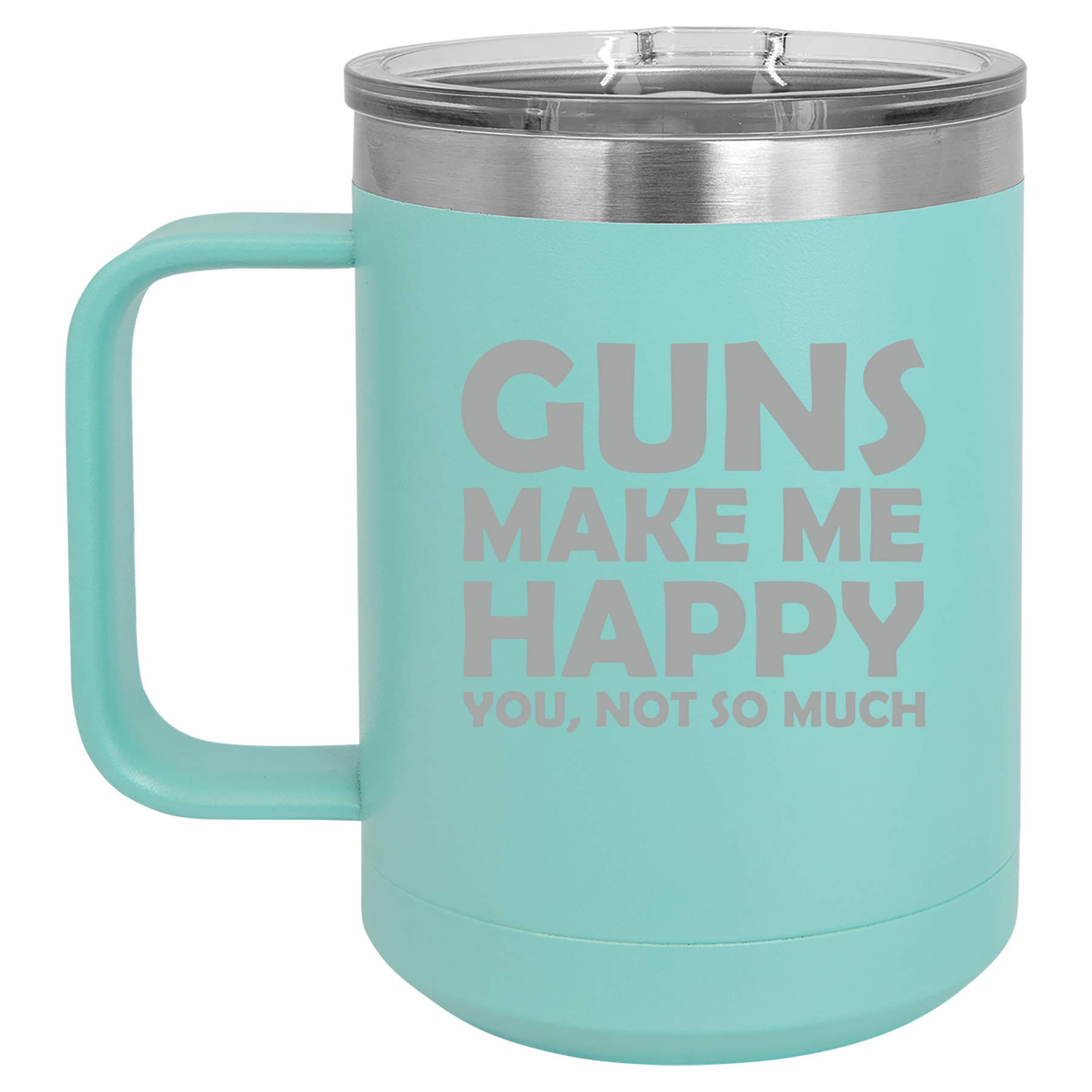 15oz Insulated Stainless Steel Tumbler with Lid - Funny Gun Design for Coffee & Travel