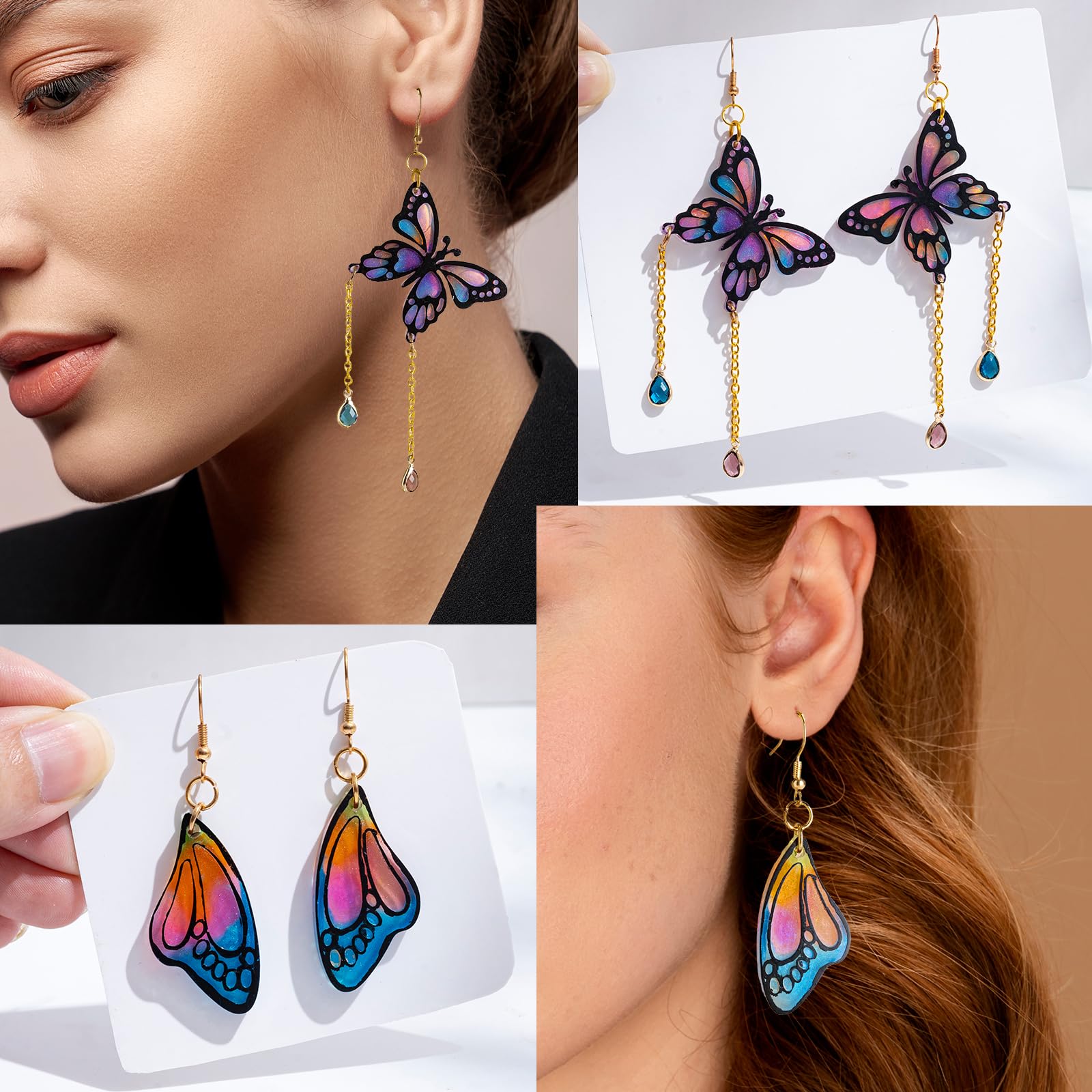 LET'S RESIN 2-Piece Silicone Earring Molds for DIY Jewelry Making - Butterfly & Moth Wing Shapes - Perfect for Resin Art, Craft Projects & Handmade Accessories (Great for Gifts, Home Decor & Fashion Jewelry)