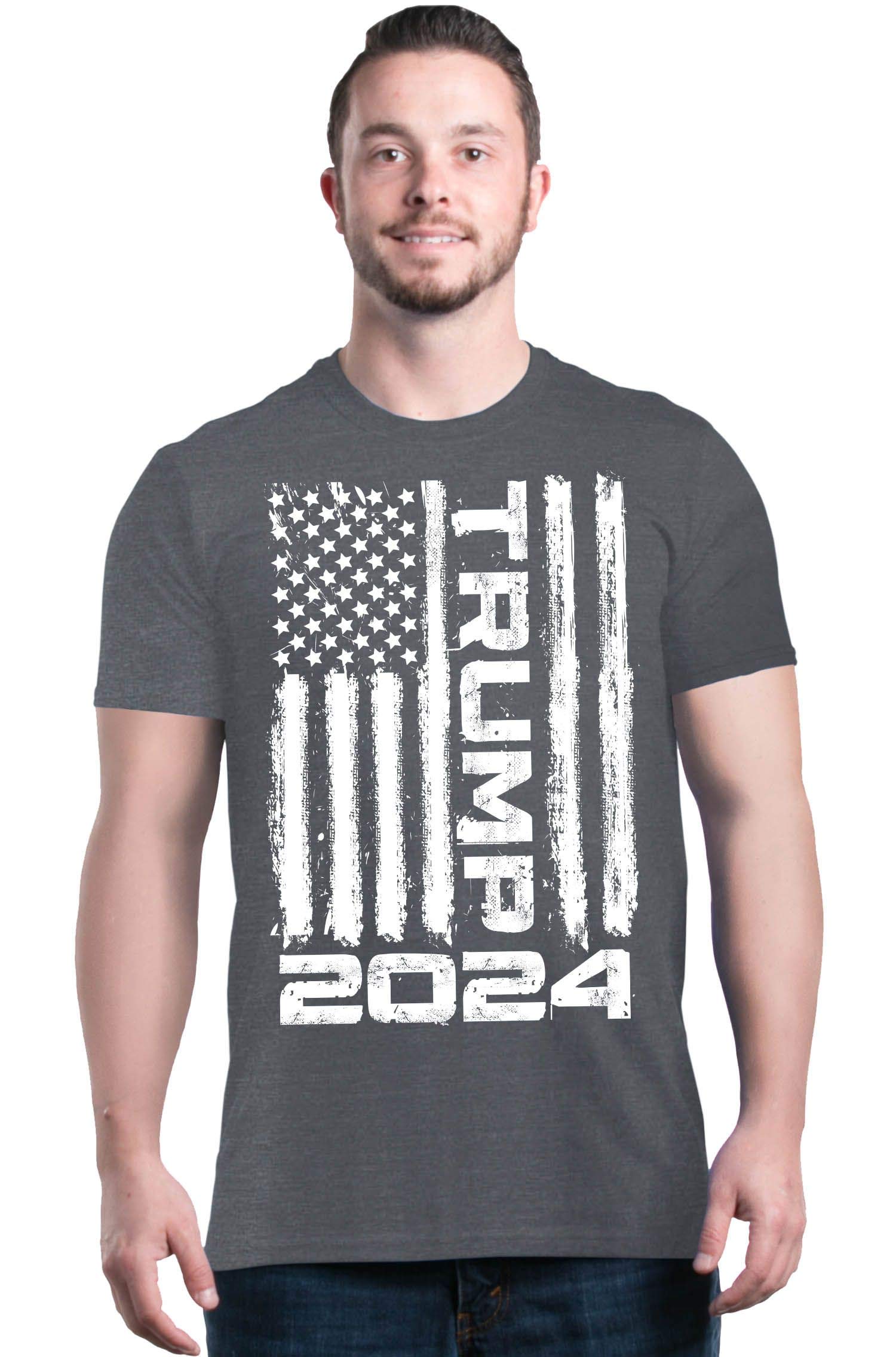 Shop4ever® Donald Trump 2024 Election T-Shirt - Make America Great Again MAGA USA Flag Patriotic Tee - Perfect for Political Rallies, Campaign Events & Conservative Supporters