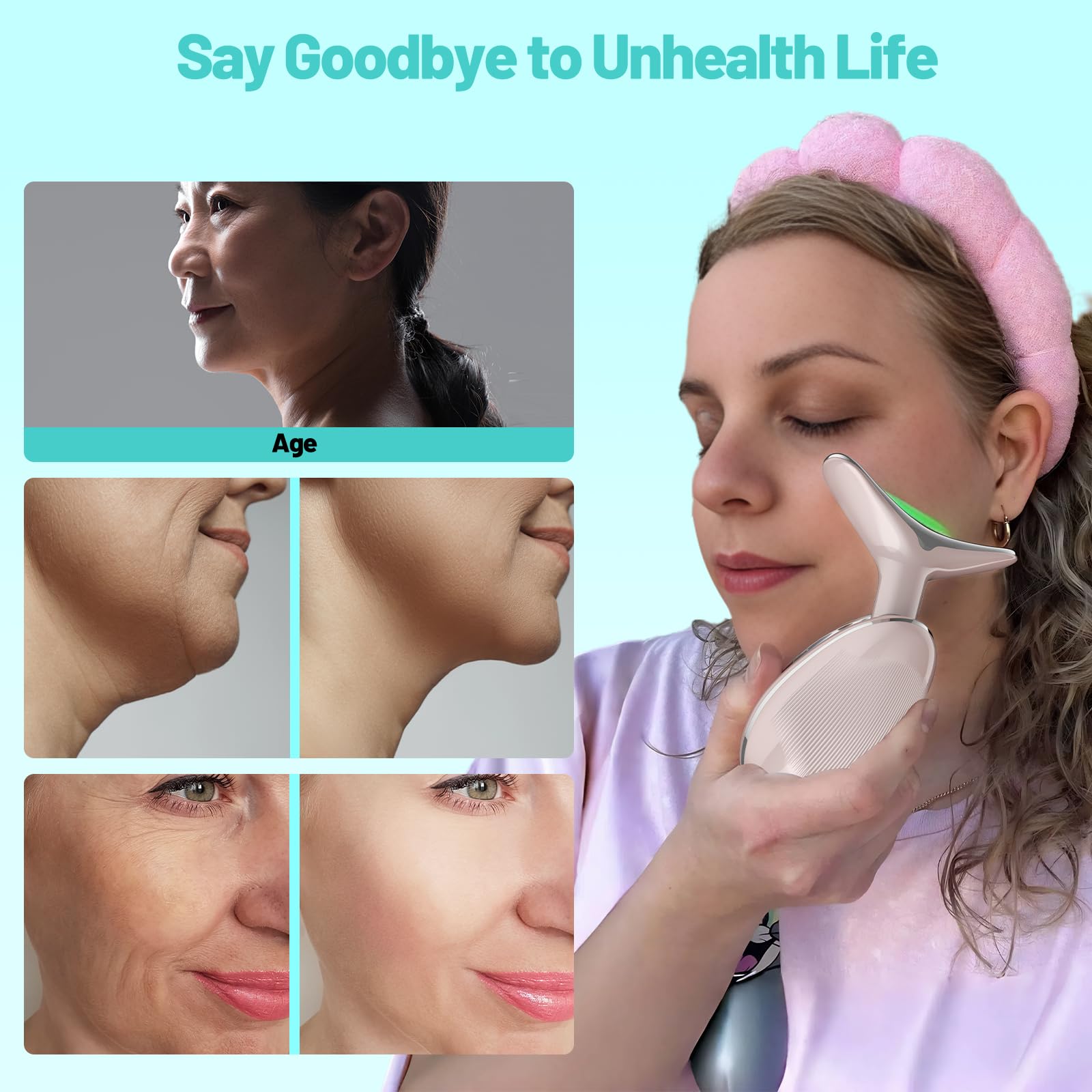 Floverkity LED Red Light Therapy Device for Face - At-Home Skin Care Tool with Anti-Aging Benefits | Perfect for Wrinkle Reduction, Acne Treatment & Glowing Skin