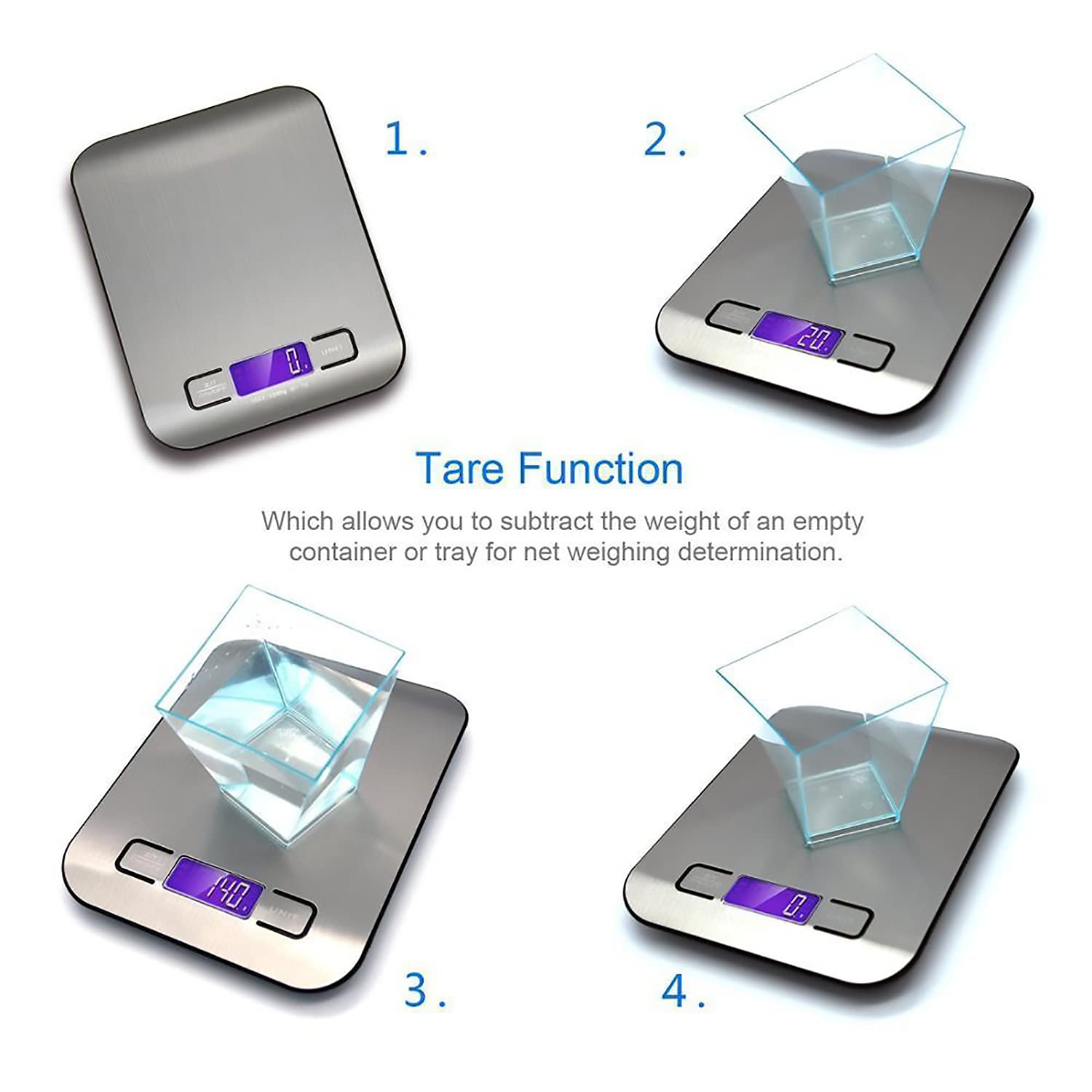 **11 lb Digital Kitchen Scale with Tare Function & Backlit LCD - Precise Food Scale for Baking, Cooking, and Portion Control (Silver, Includes Batteries)**