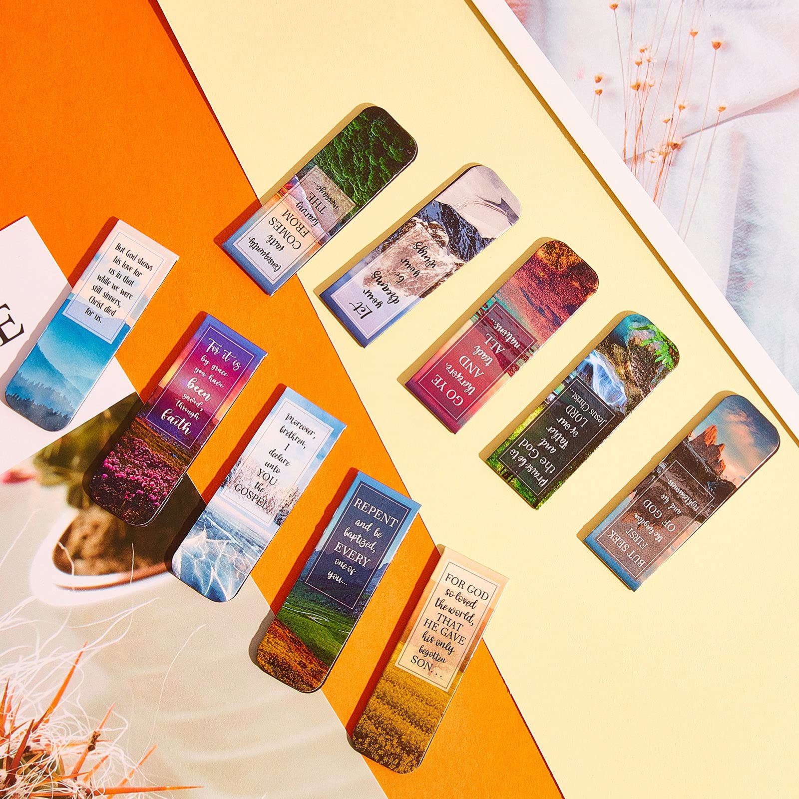 Nezyo 12-Piece Magnetic Christian Bookmark Set with Bible Verses - Inspirational Scripture Quote Bookmarks for Women & Men - Perfect for Bible Study, Church Gifts & Daily Devotionals