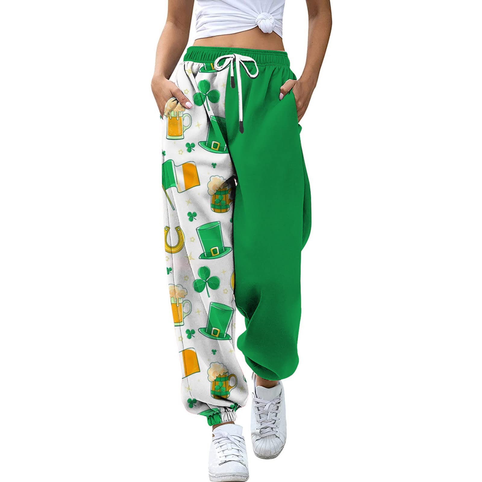 Kcocoo Women's St. Patrick's Day Leggings - Shamrock Print Irish Saint Trousers, Yoga Lounge Sweatpants for Workout & Fitness | Perfect for Gym, St. Patrick's Day Party & Casual Wear