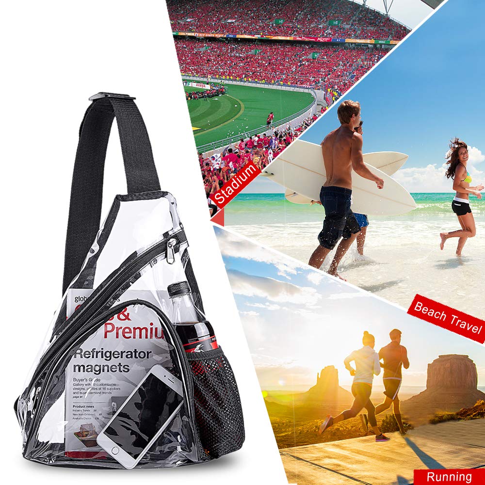 Clear PVC Sling Bag - Stadium Approved Transparent Crossbody Shoulder Backpack for Concerts, Sports Events & Travel | Lightweight & Waterproof