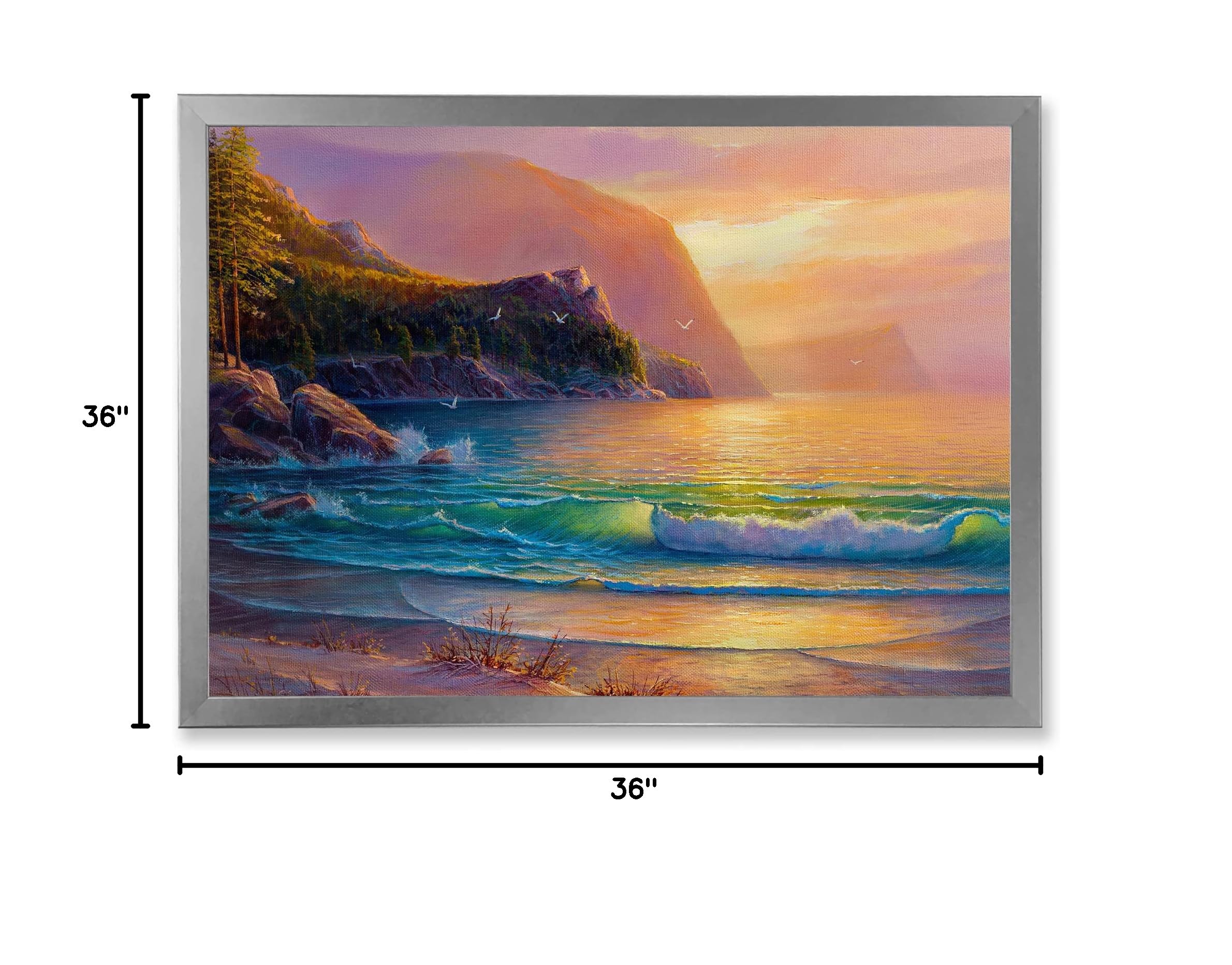 Romantic Beach Sunset Nautical Coastal Framed Wall Art - Perfect for Living Room, Bedroom & Beach House Decor